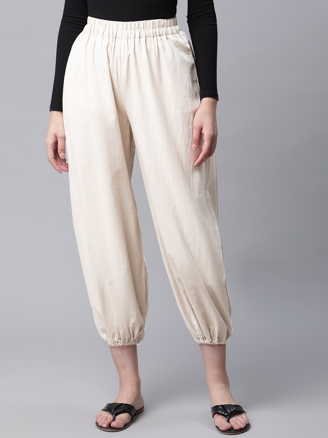 

Molcha Women Pure Cotton Loose-Fit Salwar, White