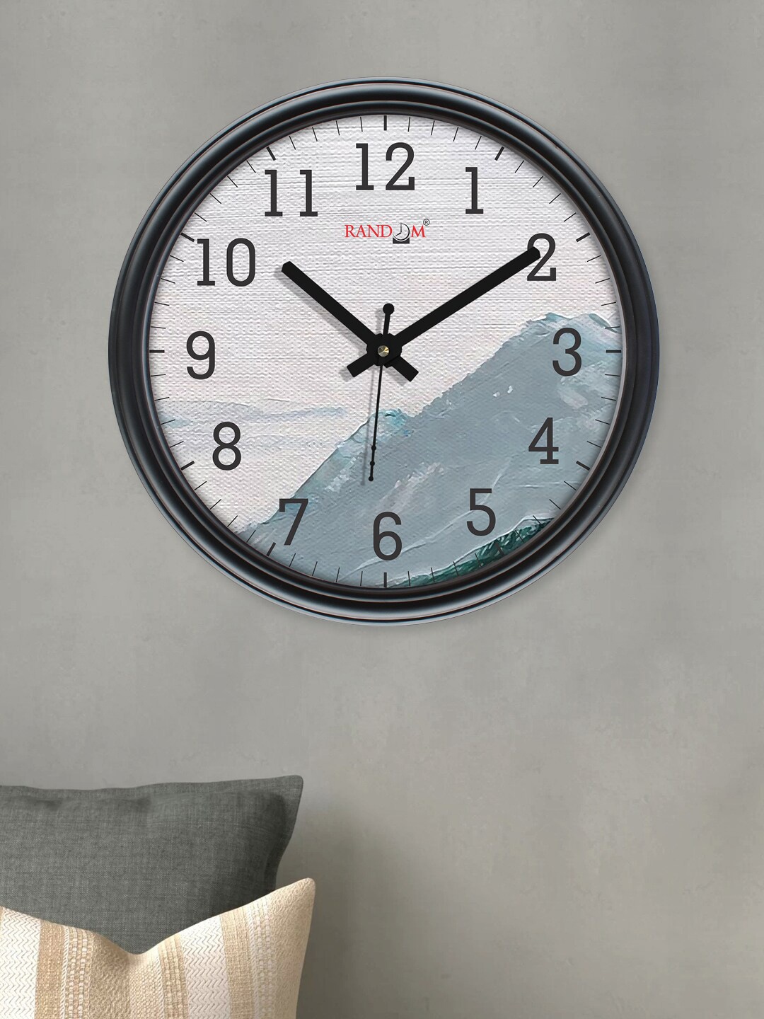 

RANDOM Curve Twin Shade Black & White Printed Contemporary Wall Clock