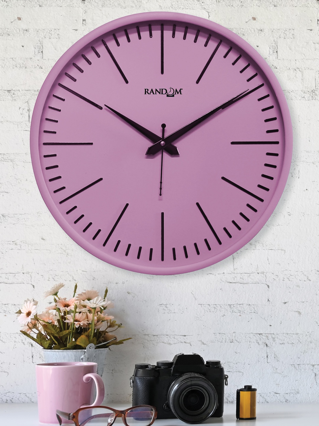 

RANDOM Embossed Silent Numbers Pink & Black Textured Contemporary Wall Clock