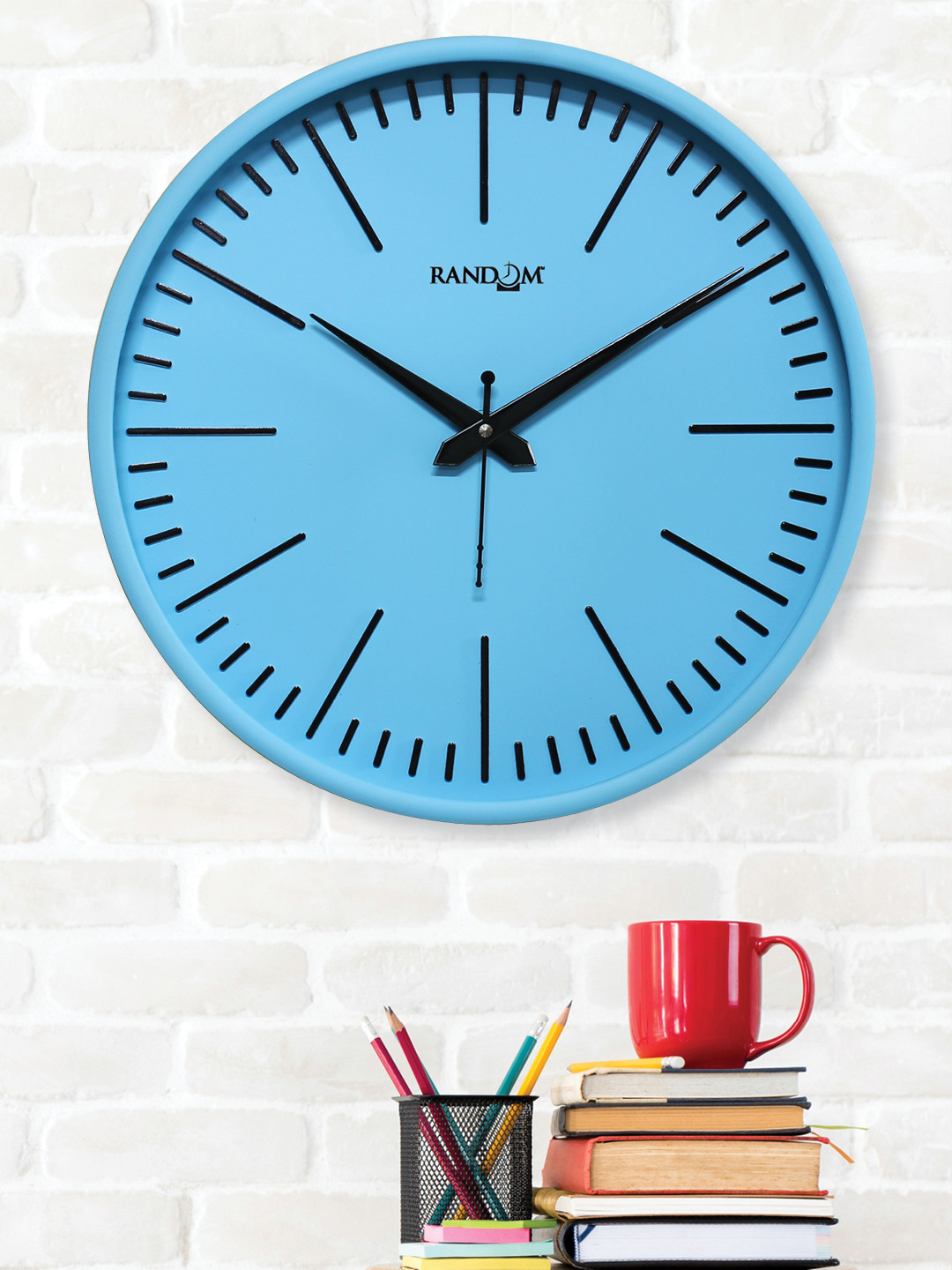 

RANDOM Embossed Navy Blue & Black Printed Contemporary Wall Clock