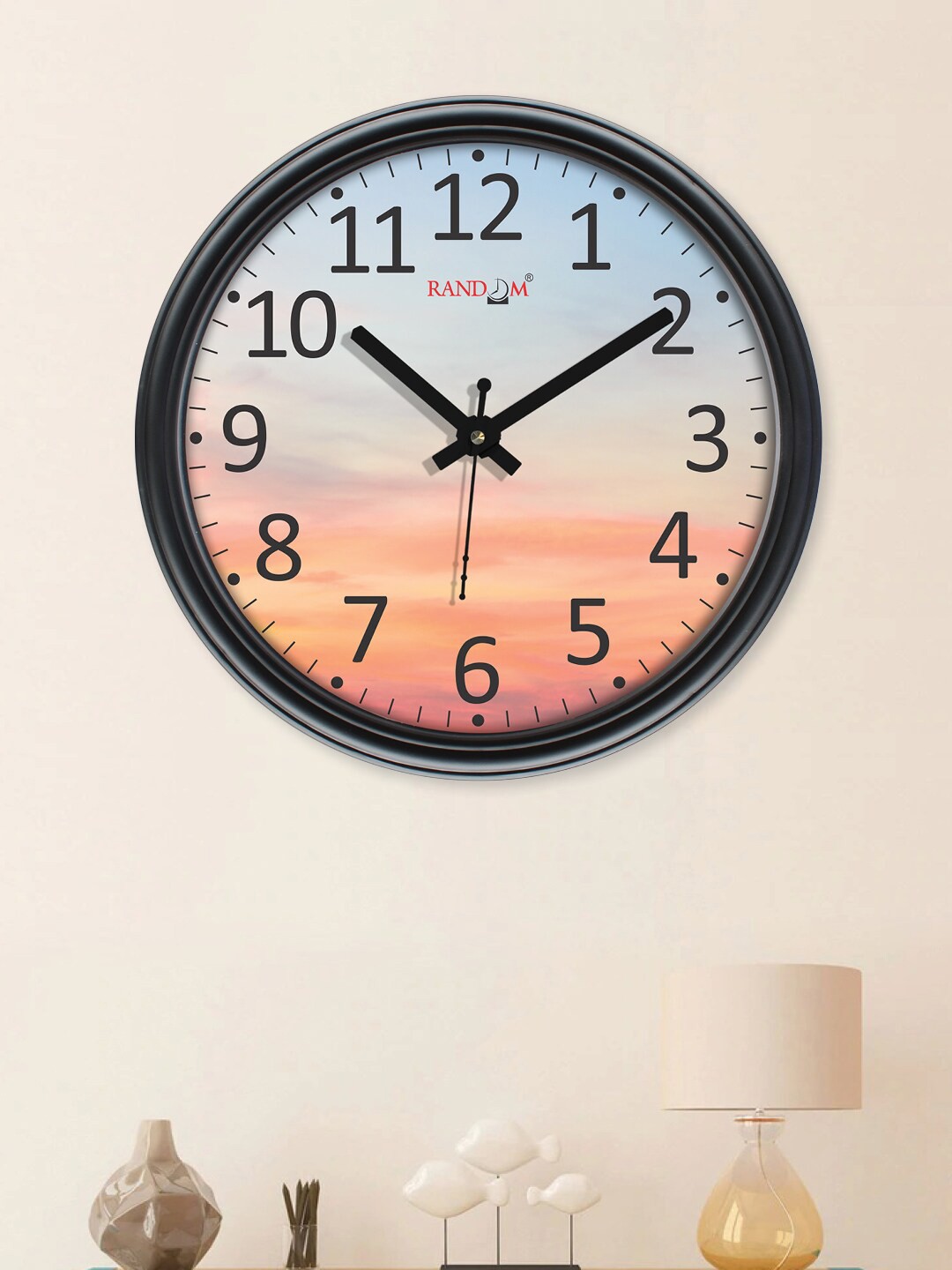 

RANDOM Curve Black & Blue Printed Contemporary Wall Clock