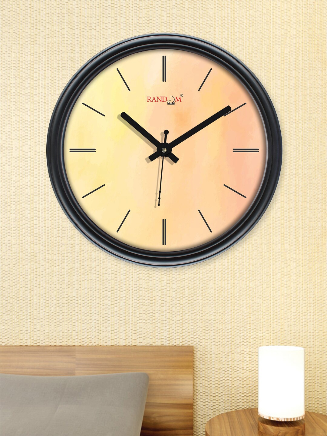 

RANDOM Curve Black & Peach-Coloured Printed Contemporary Wall Clock