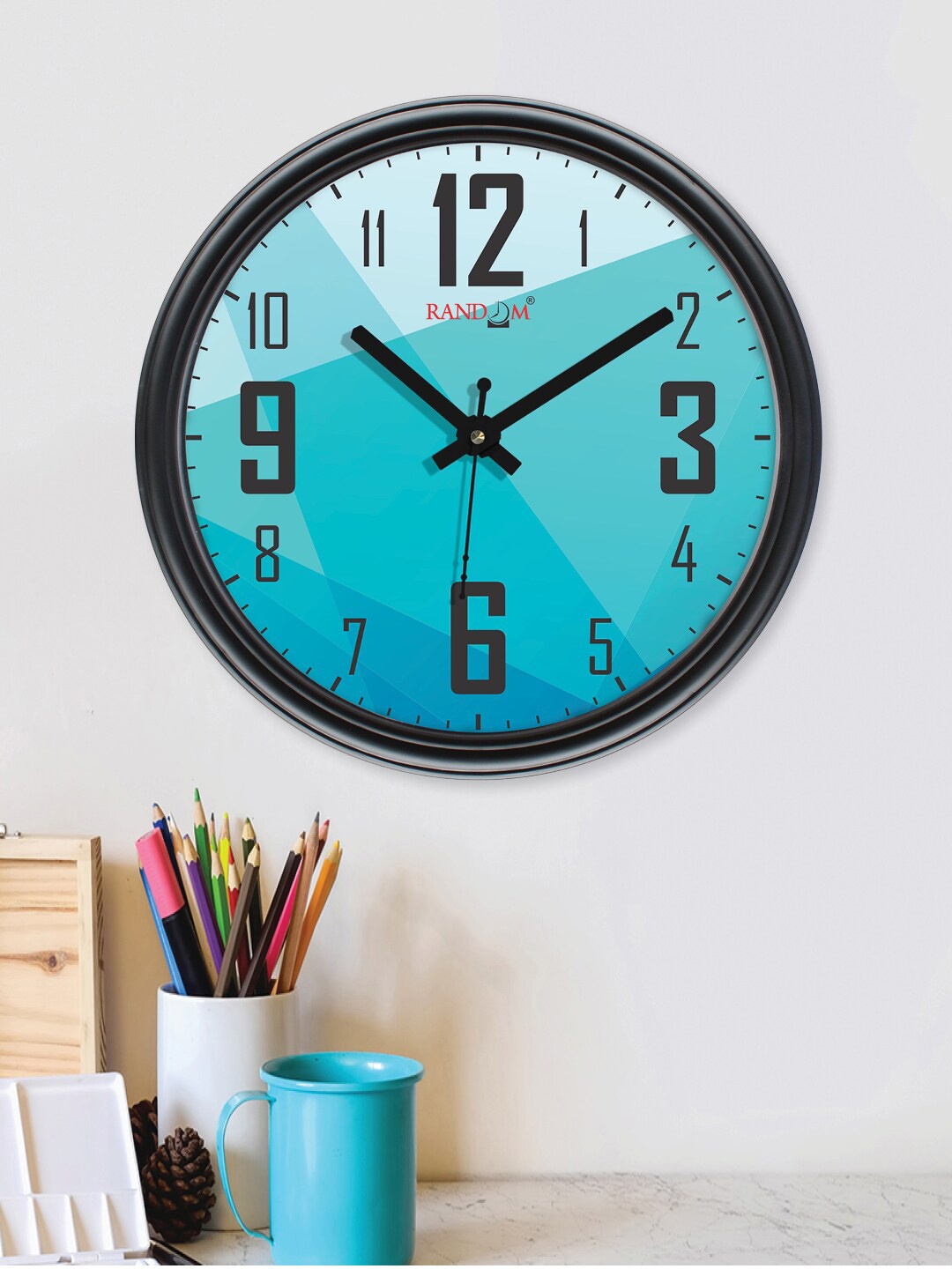 

RANDOM Curve Smart View Black & Blue Printed Contemporary Wall Clock