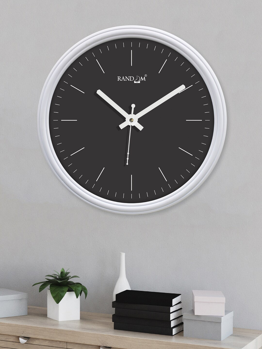 

RANDOM Curve White & Black Printed Contemporary Wall Clock