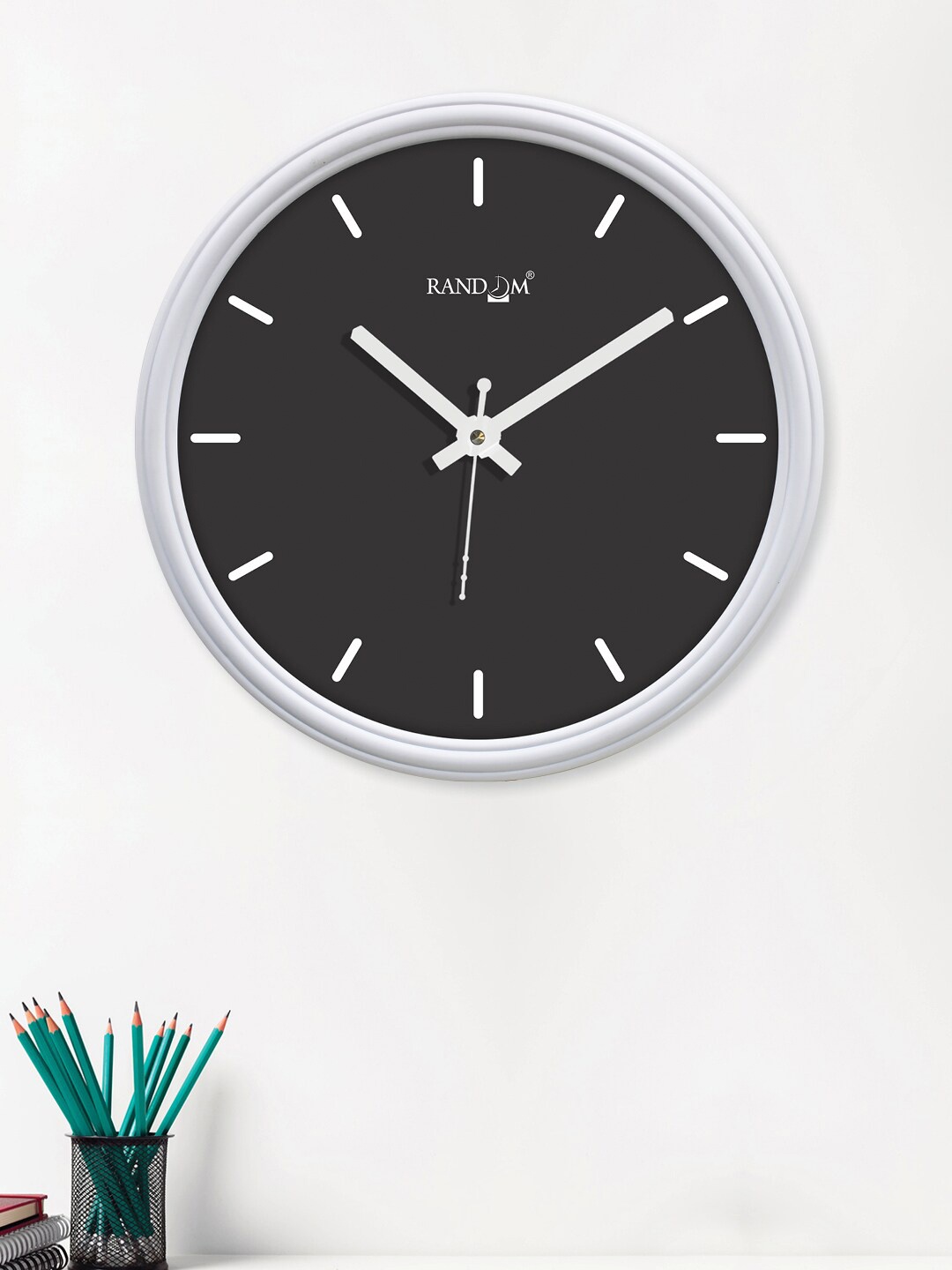 

RANDOM Curve White & Black Printed Contemporary Wall Clock