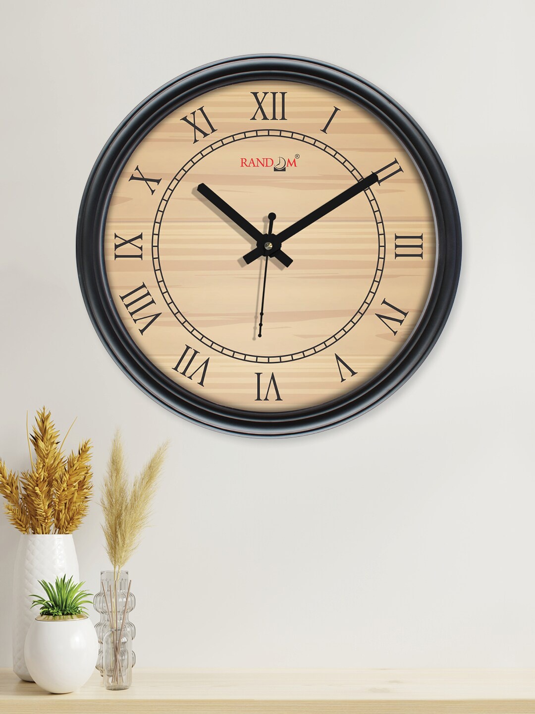 

RANDOM Curve Black & Beige Printed Contemporary Wall Clock