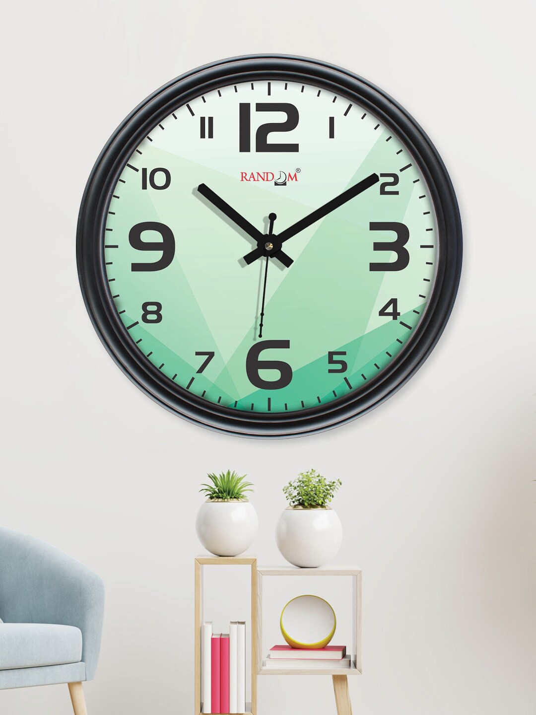 

RANDOM Curve Black & Green Printed Contemporary Wall Clock