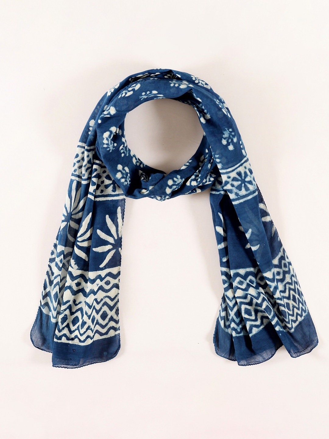 

HANDICRAFT PALACE Women Cotton Ethnic Motifs Printed Scarf, Blue