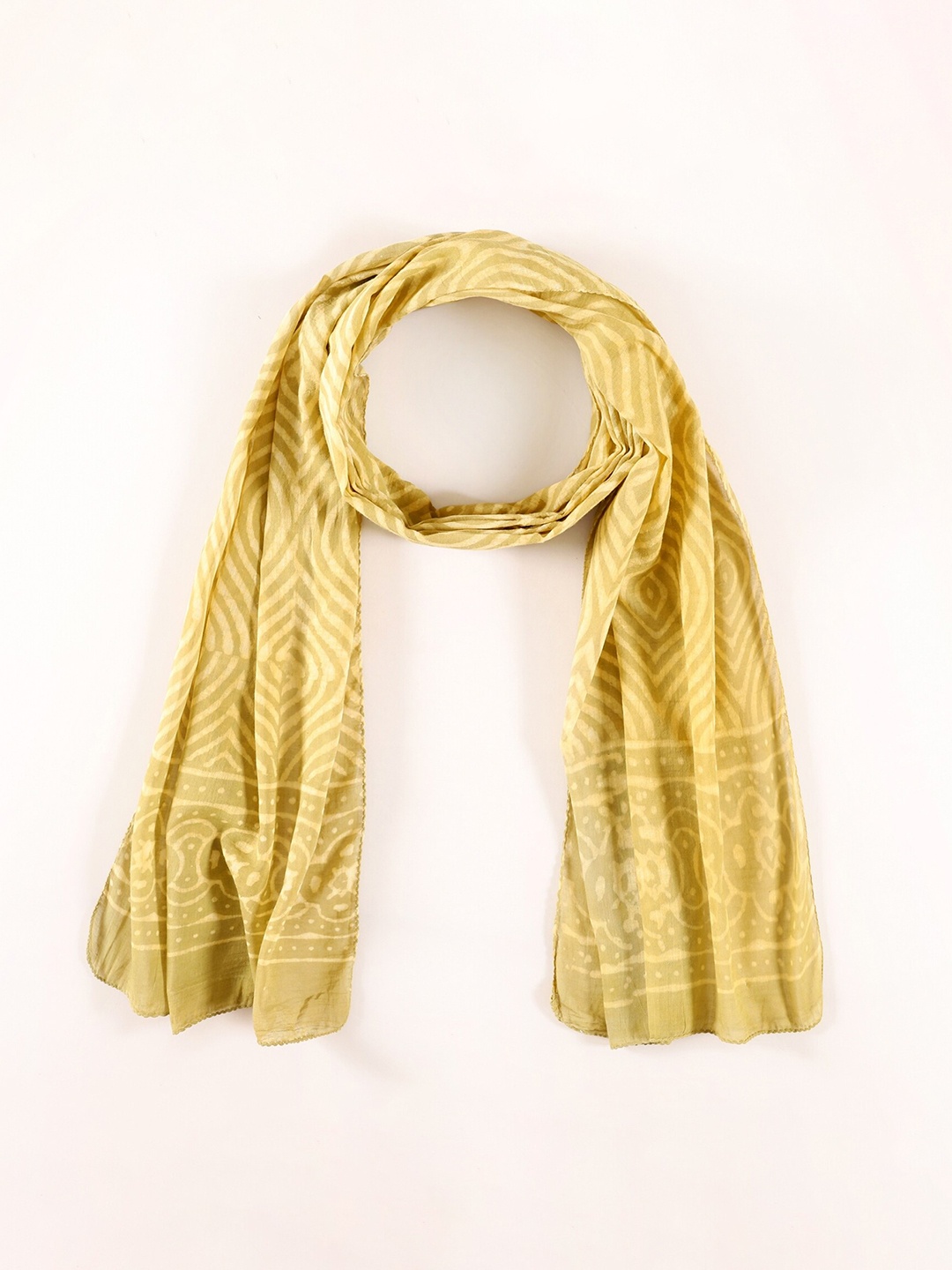 

HANDICRAFT PALACE Women Cotton Geometric Printed Scarf, Olive