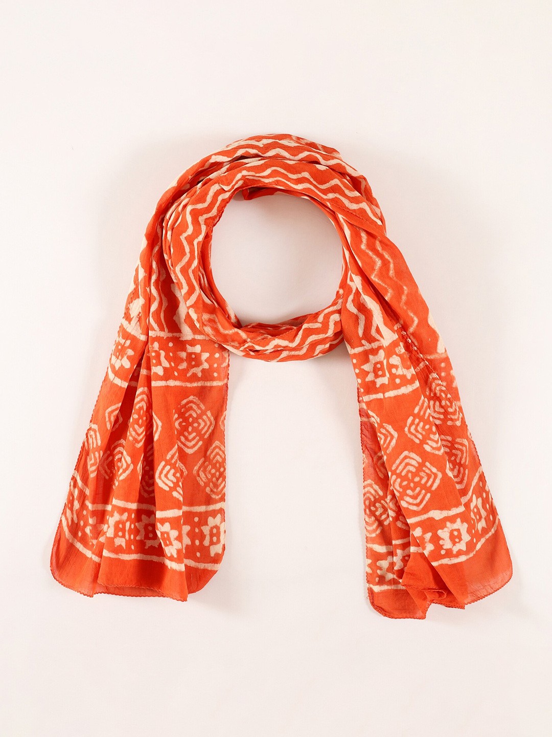 

HANDICRAFT PALACE Women Cotton Chevron Printed Scarf, Orange