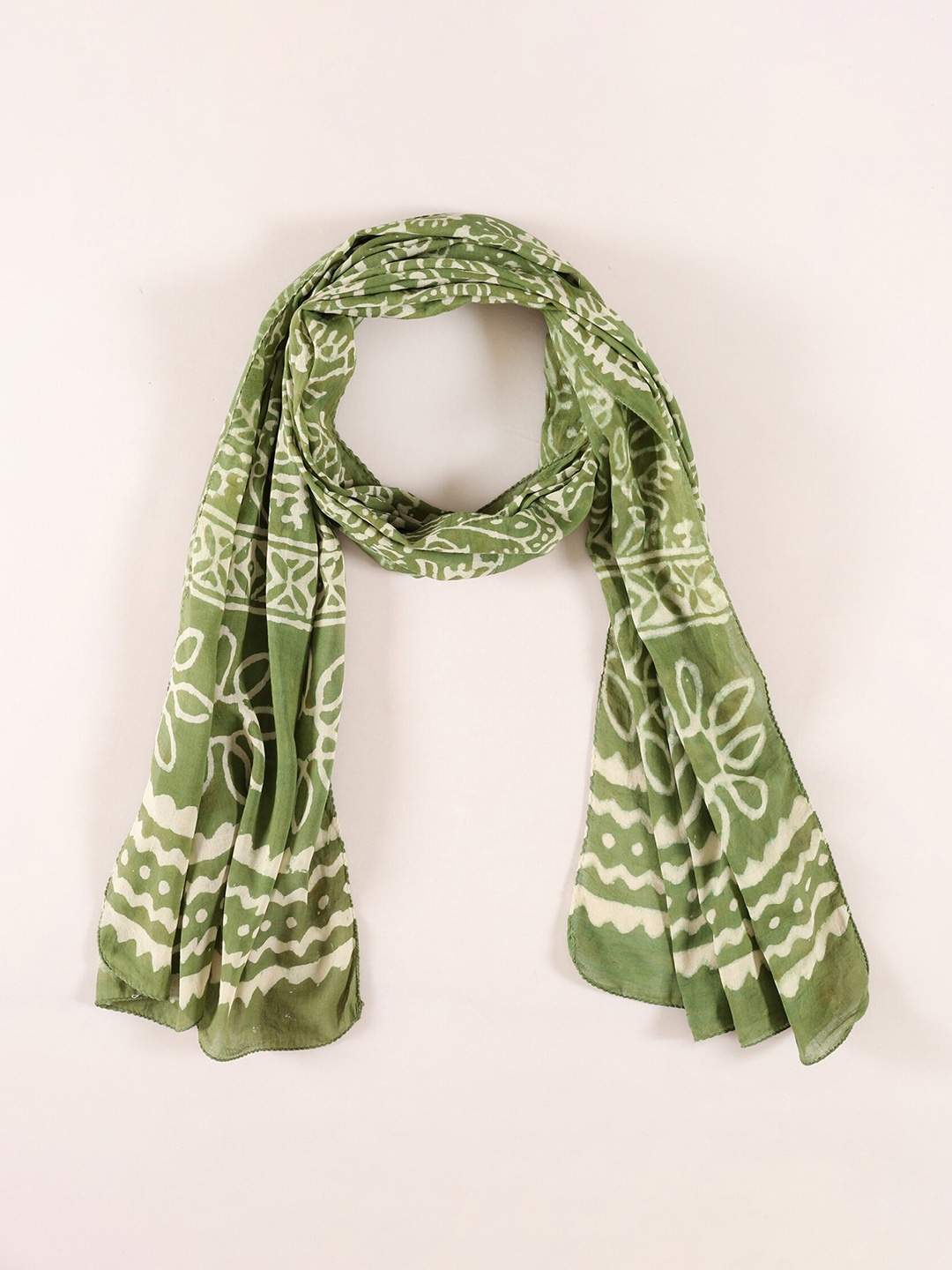 

HANDICRAFT PALACE Women Cotton Geometric Printed Scarf, Green