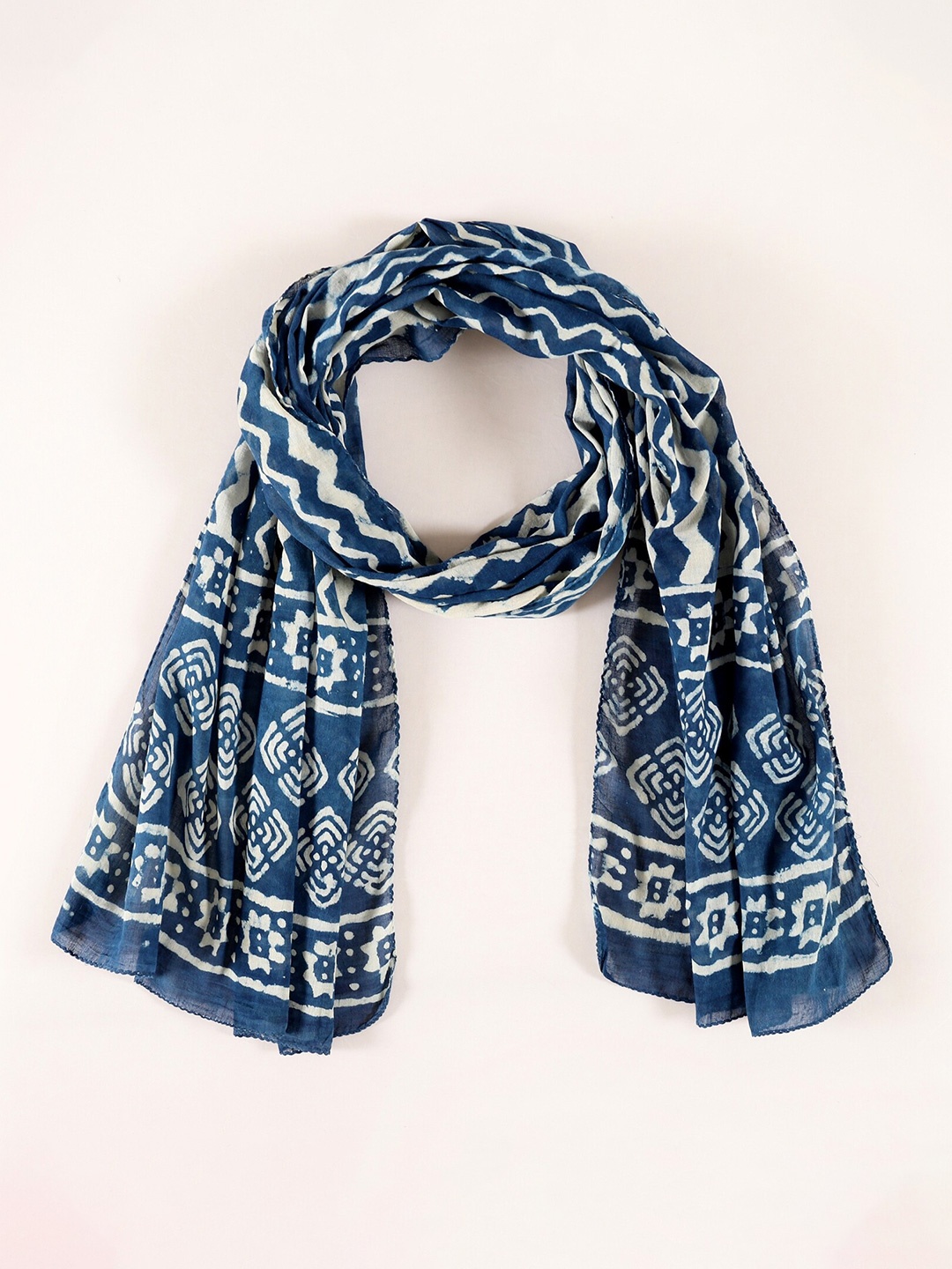 

HANDICRAFT PALACE Women Cotton Chevron Printed Scarf, Blue