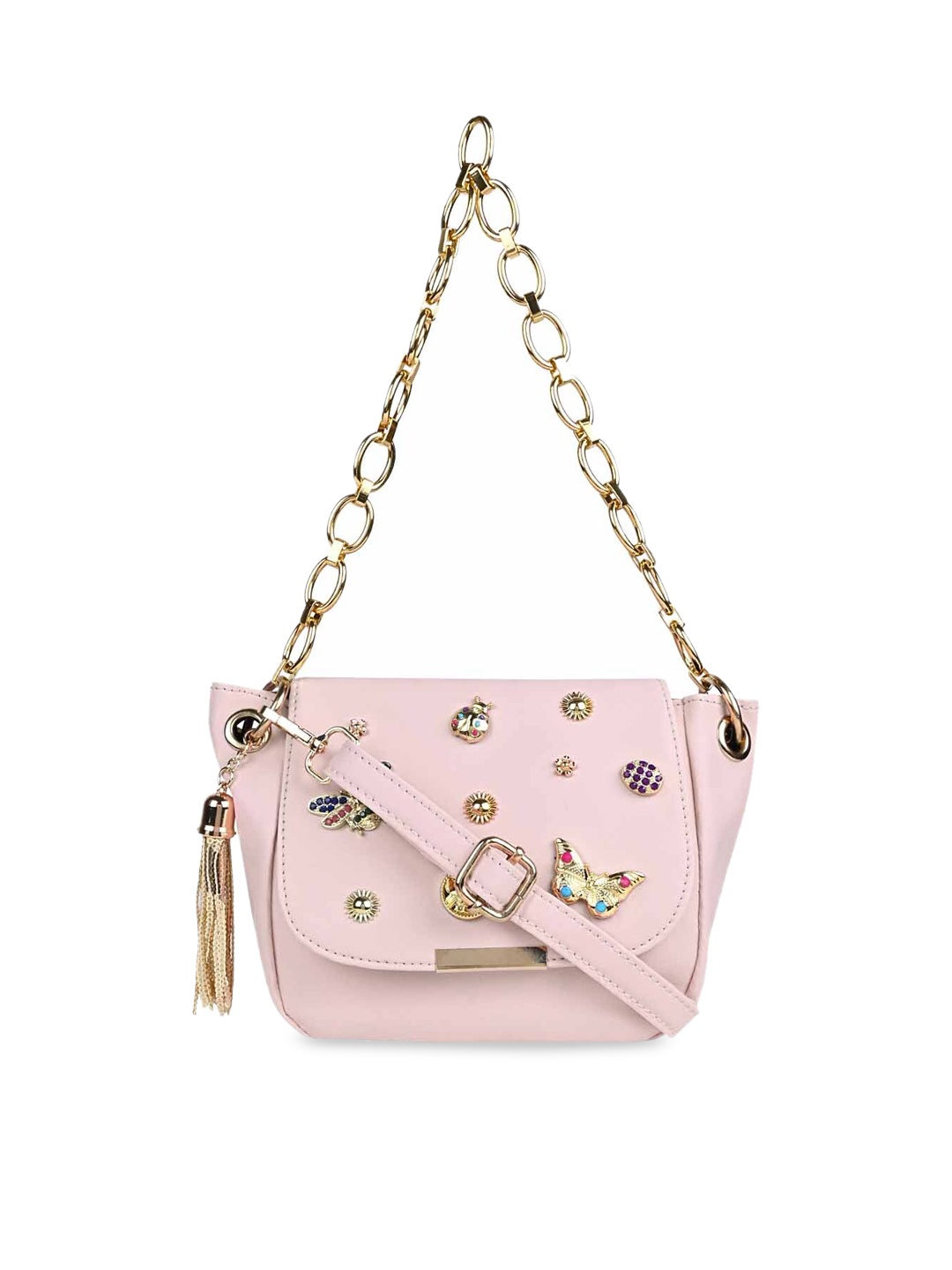 

Vdesi Embellished Structured Handheld Bag with Tasselled, Pink