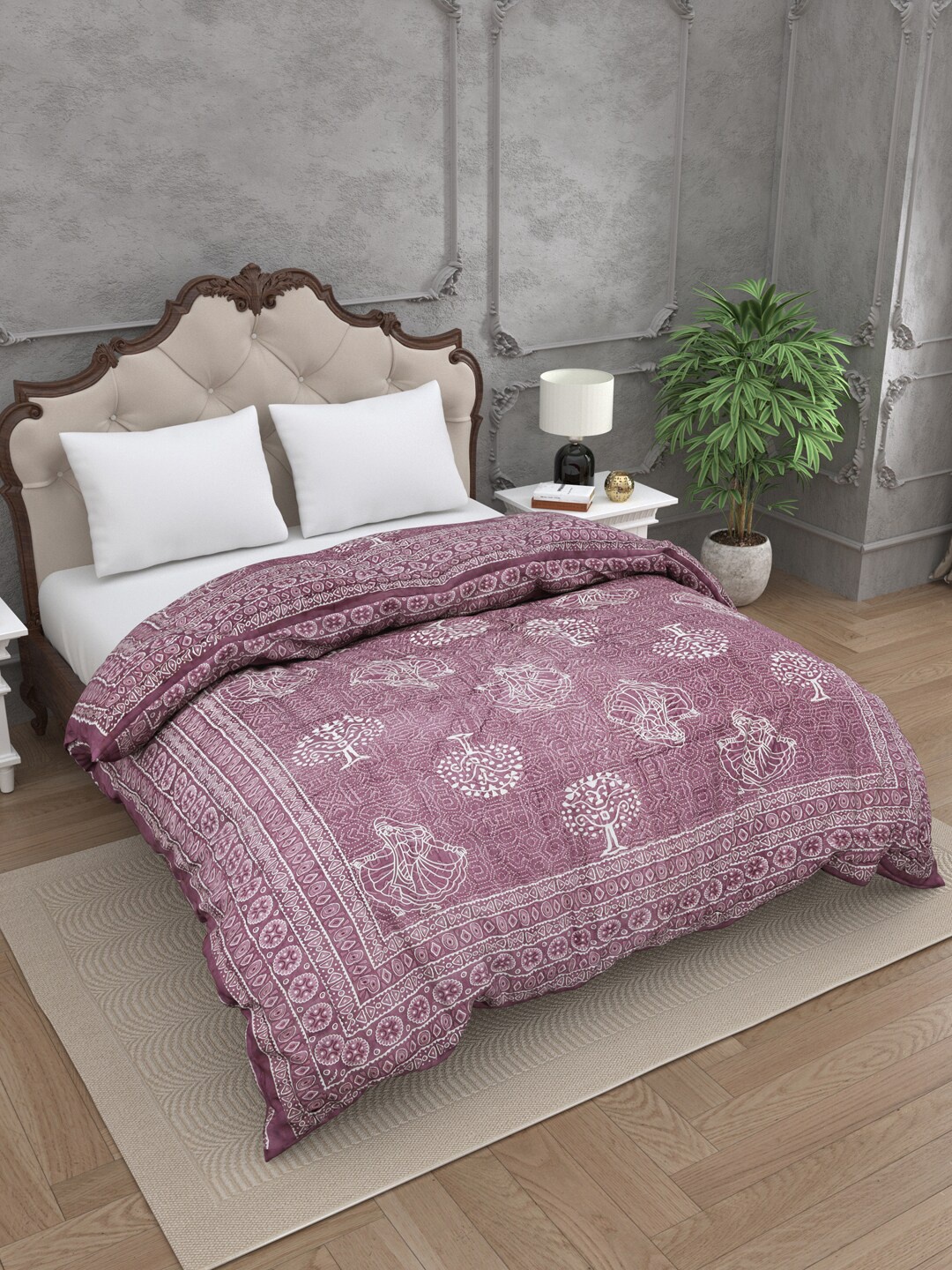 

JAIPUR FABRIC Heavy Winter 300 GSM Double Bed Quilt, Purple