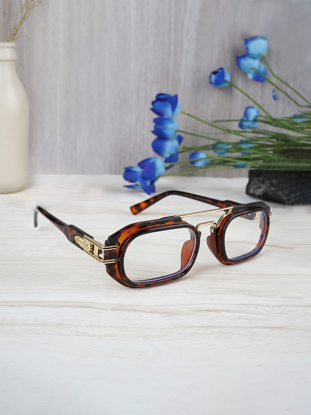 

Voyage Unisex Abstract Full Rim Oval Frames, Brown