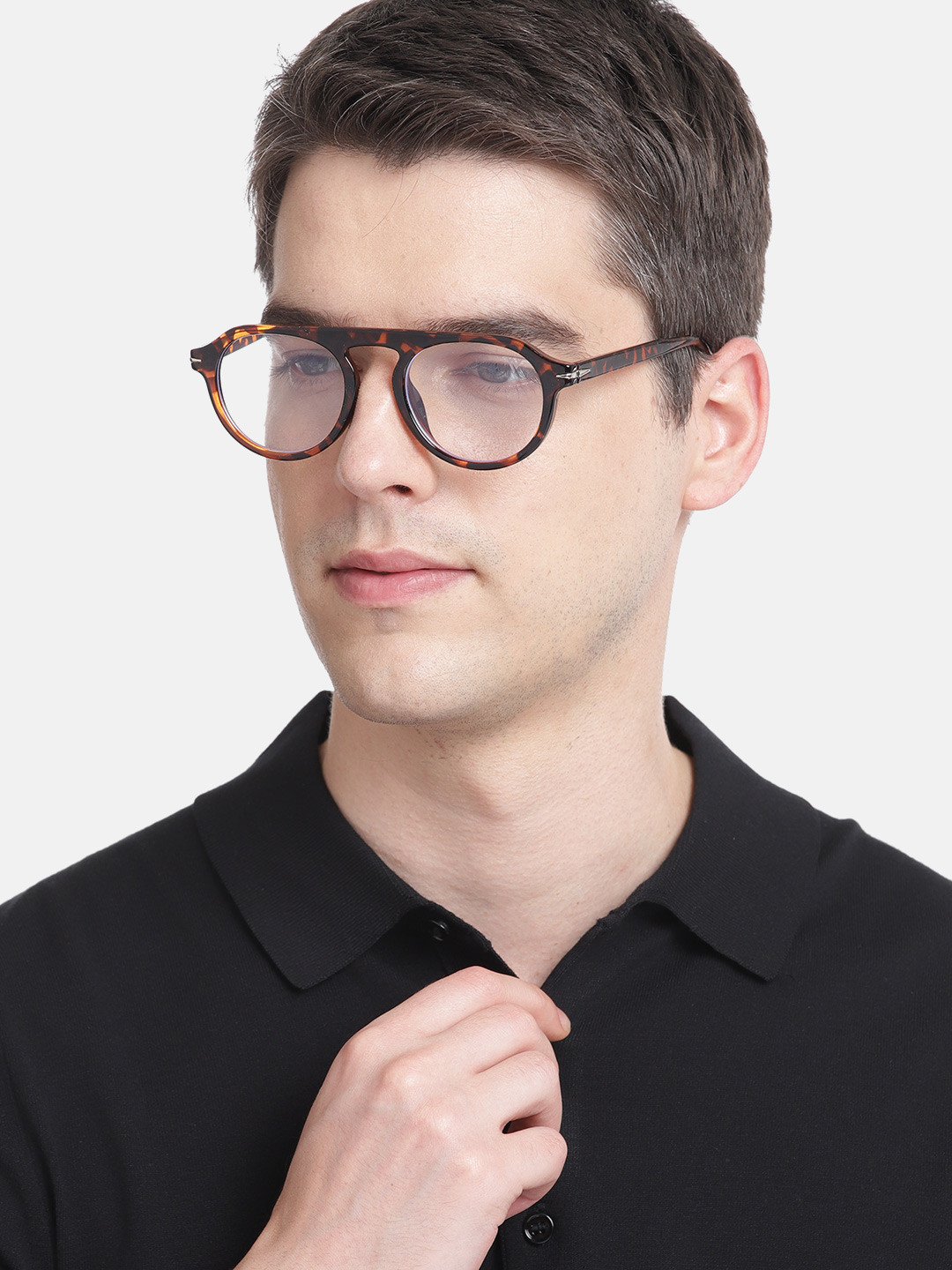 

Voyage Unisex Brown & Yellow Abstract Full Rim Round Frames