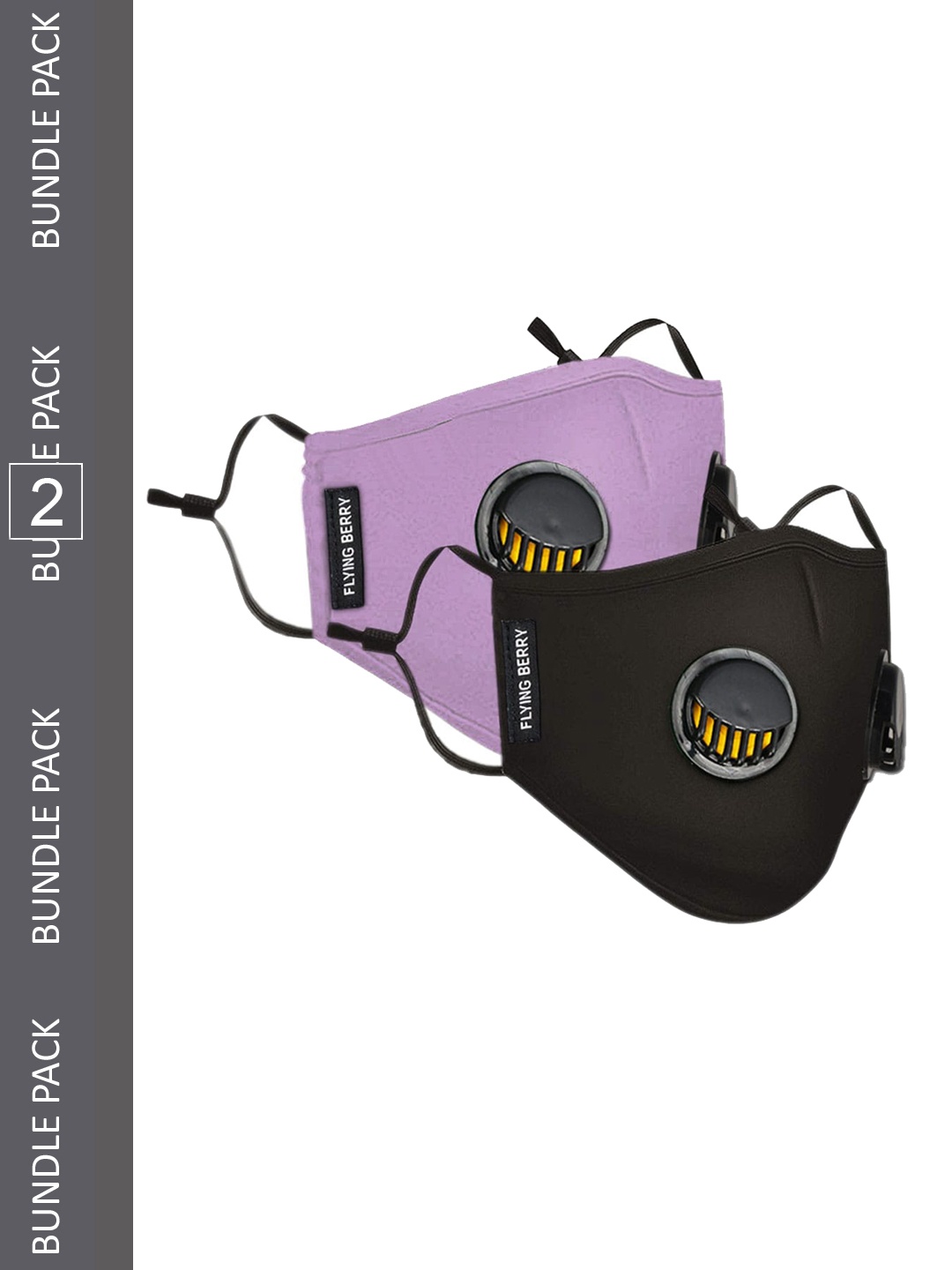 

FLYING BERRY Pack of 2 Cotton 5 Ply Reusable Anti Pollution N99 Masks, Black