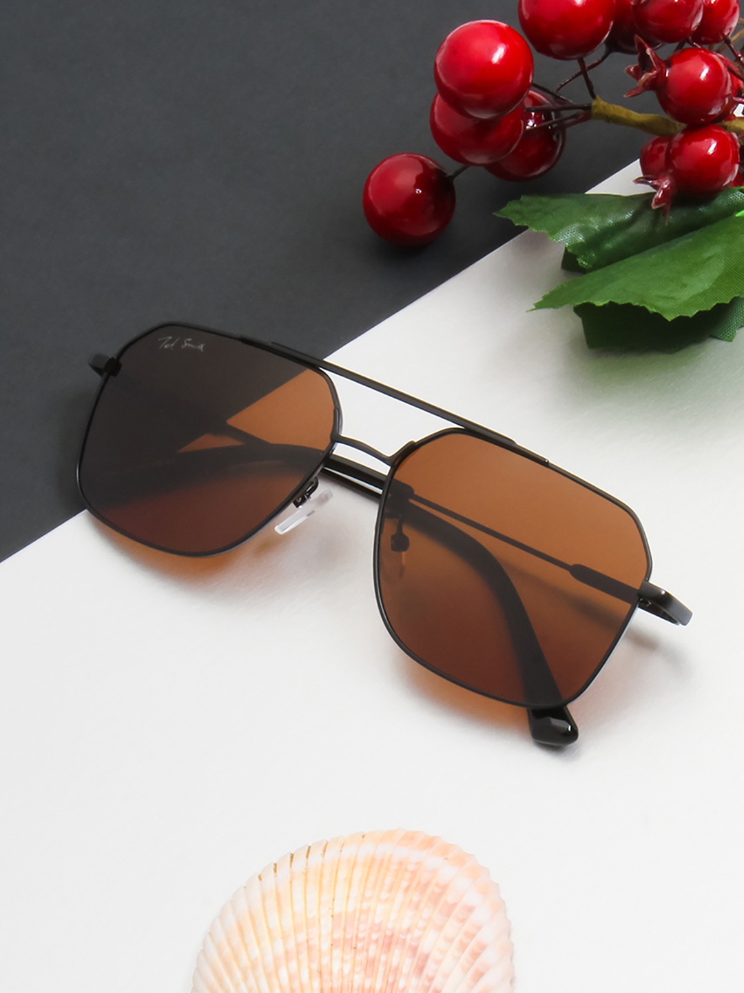 

Ted Smith Unisex Aviator Sunglasses with UV Protected Lens TSS-BELMAR_C5-Brown