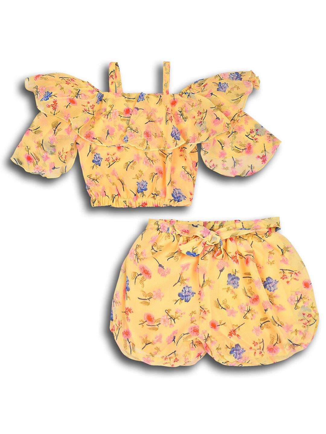 

Wish Karo Girls Printed Top with Shorts, Yellow