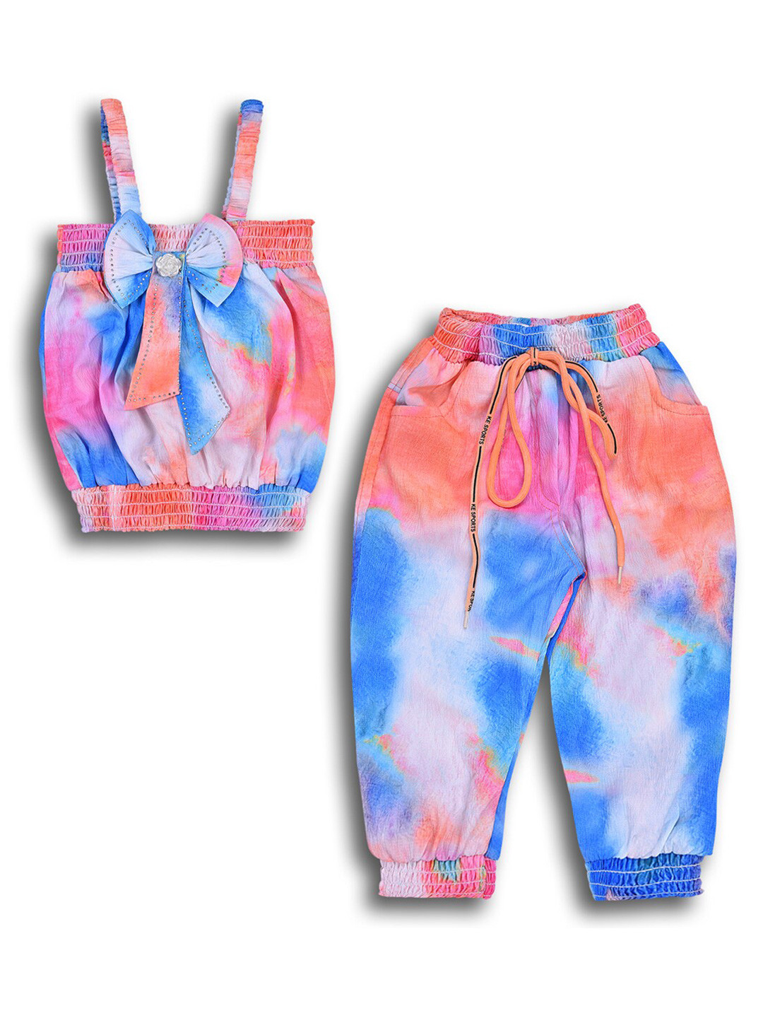 

Wish Karo Girls Dyed Top with Trousers, Orange