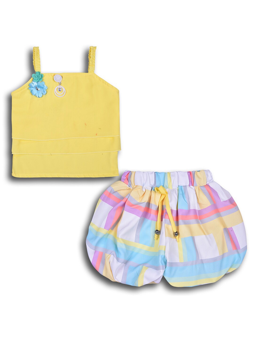 

Wish Karo Girls Yellow & White Top with Shorts