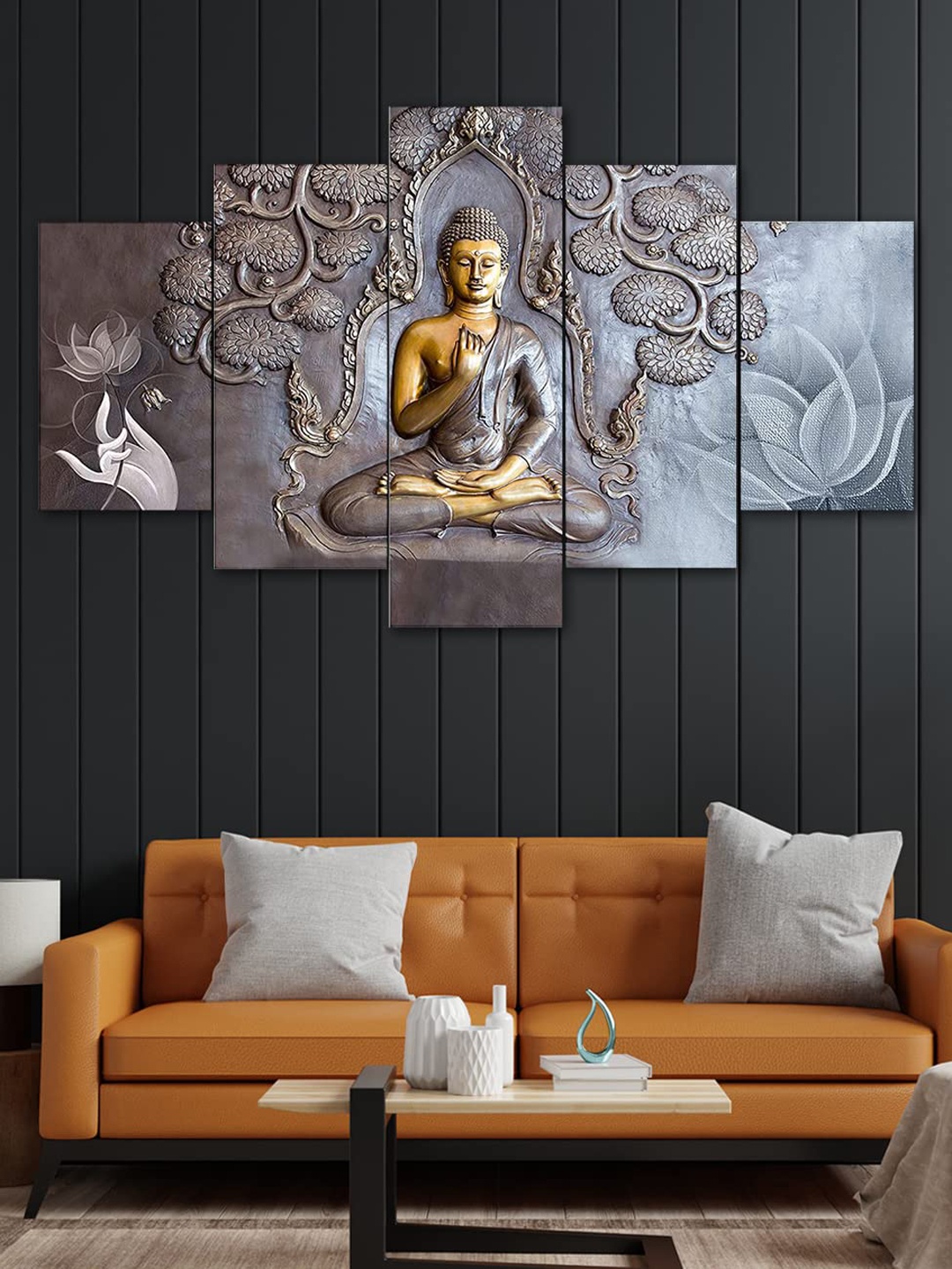 

Perpetual Grey 5-Pieces Buddha Framed Wall Art