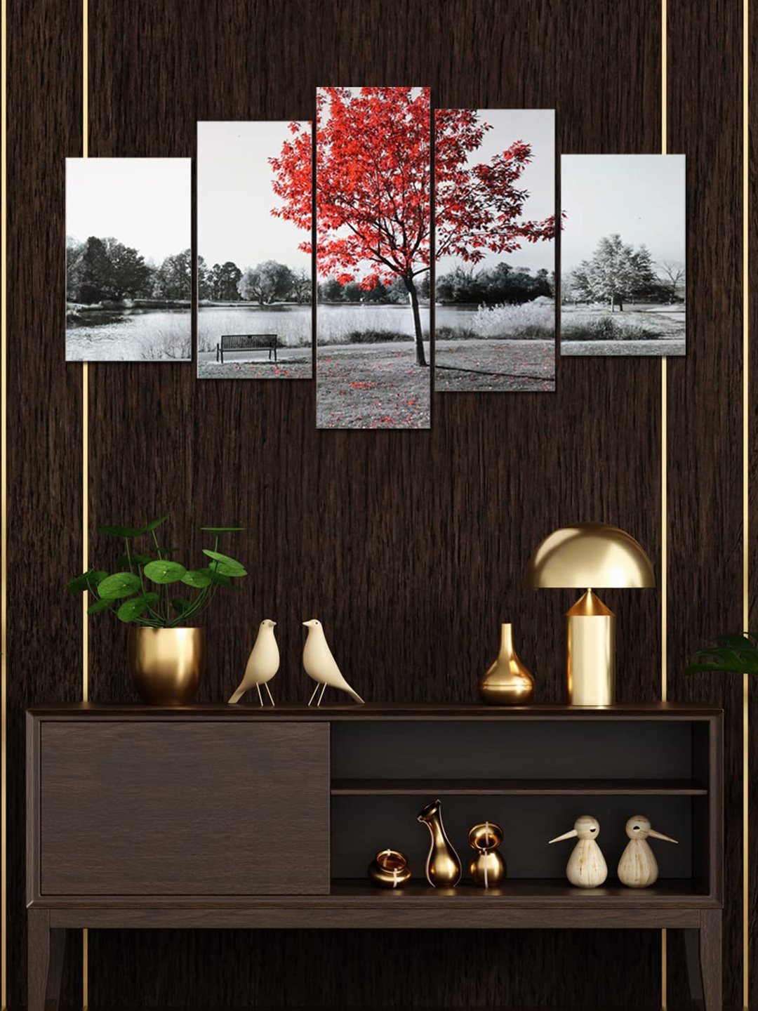 

Perpetual Set Of 5 3d Scenery Painting Wall Art, Grey