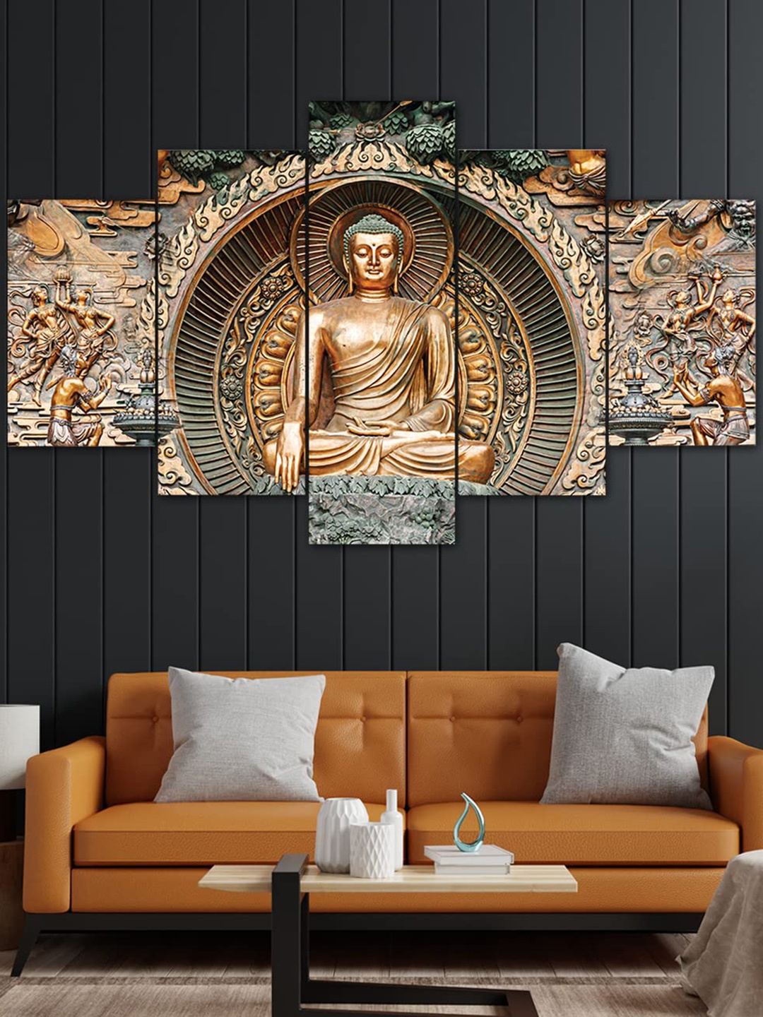 

Perpetual Gold-Toned 5-Pieces Buddha Printed Framed Wall Art