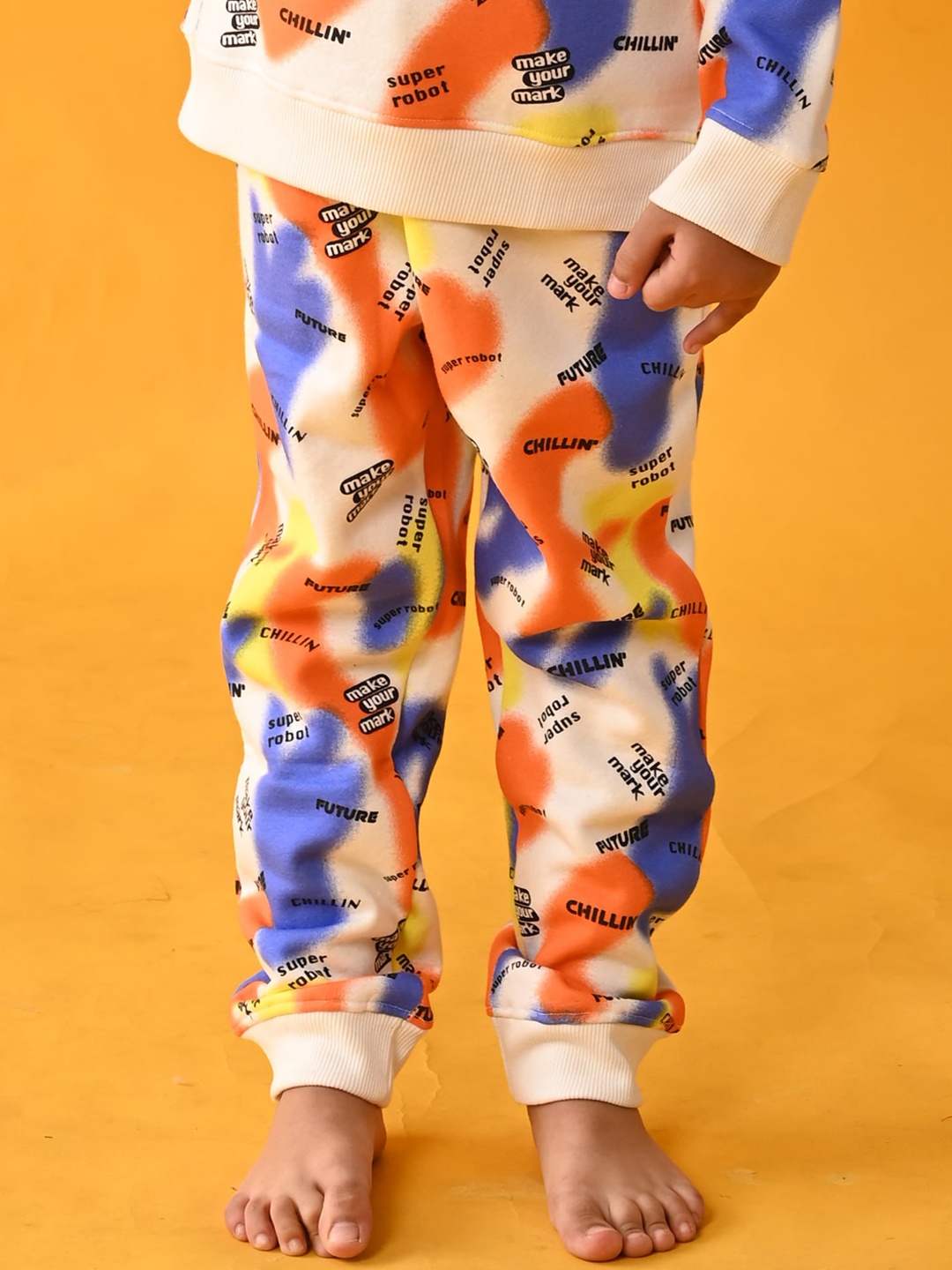 

Anthrilo Boys Printed Fleece Jogger, White
