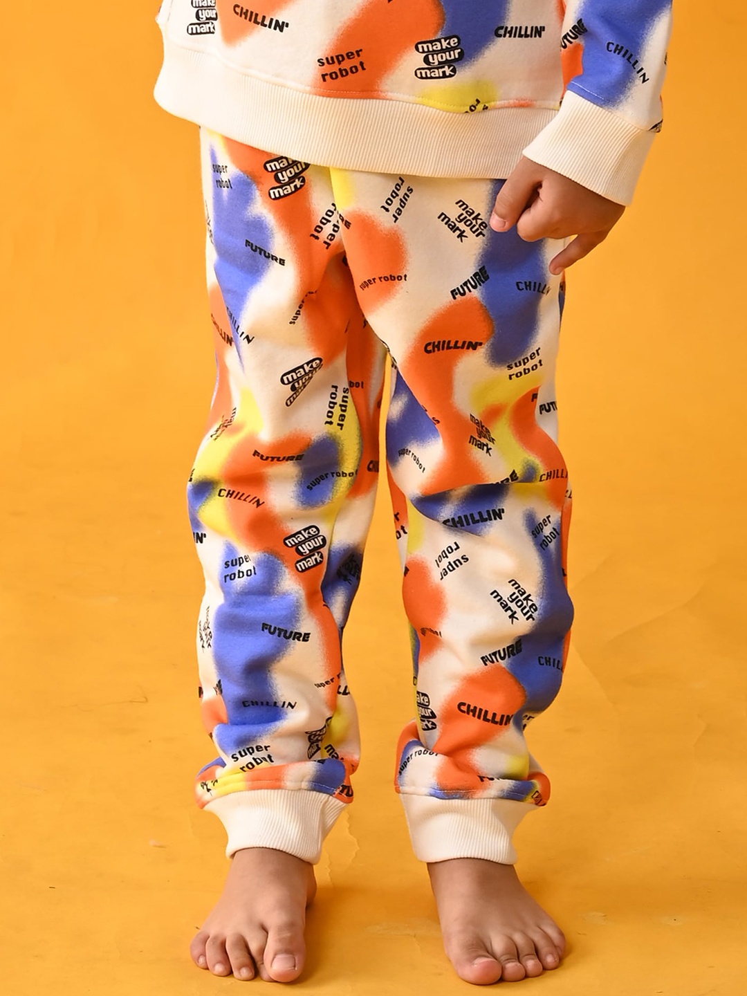 

Anthrilo Boys Printed Relaxed High-Rise Easy Wash Joggers Trousers, White