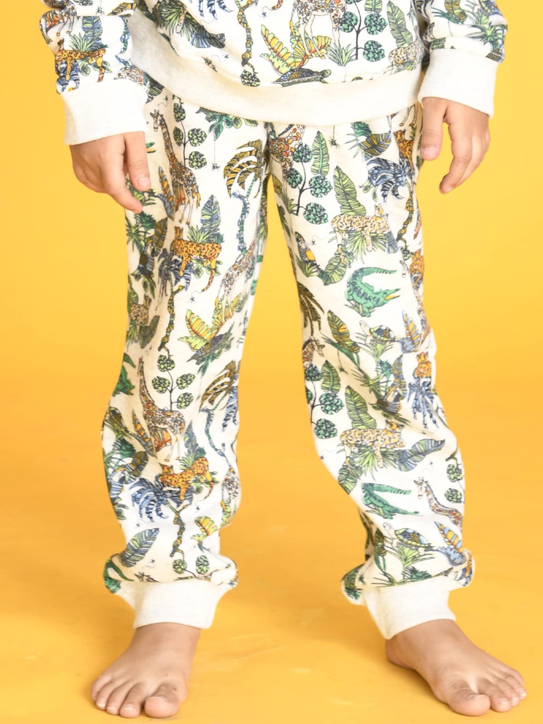 

Anthrilo Boys Floral Printed Relaxed High-Rise Easy Wash Joggers Trousers, White