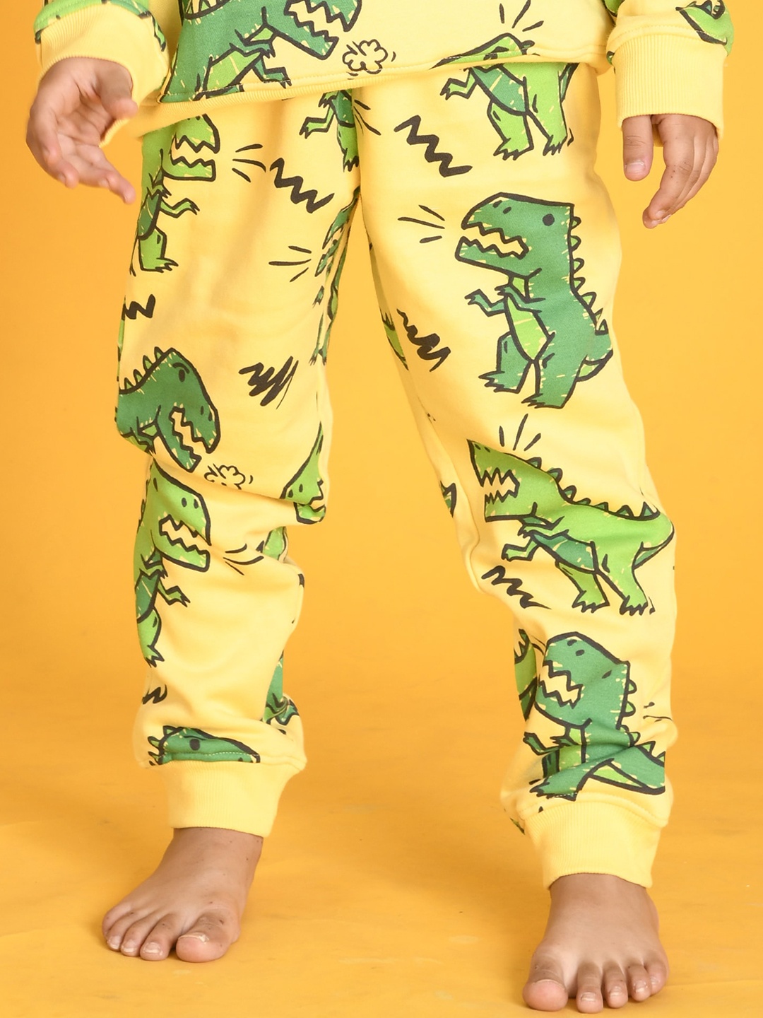 

Anthrilo Boys Dinosaur Relaxed High-Rise Easy Wash Fleece Joggers, Yellow
