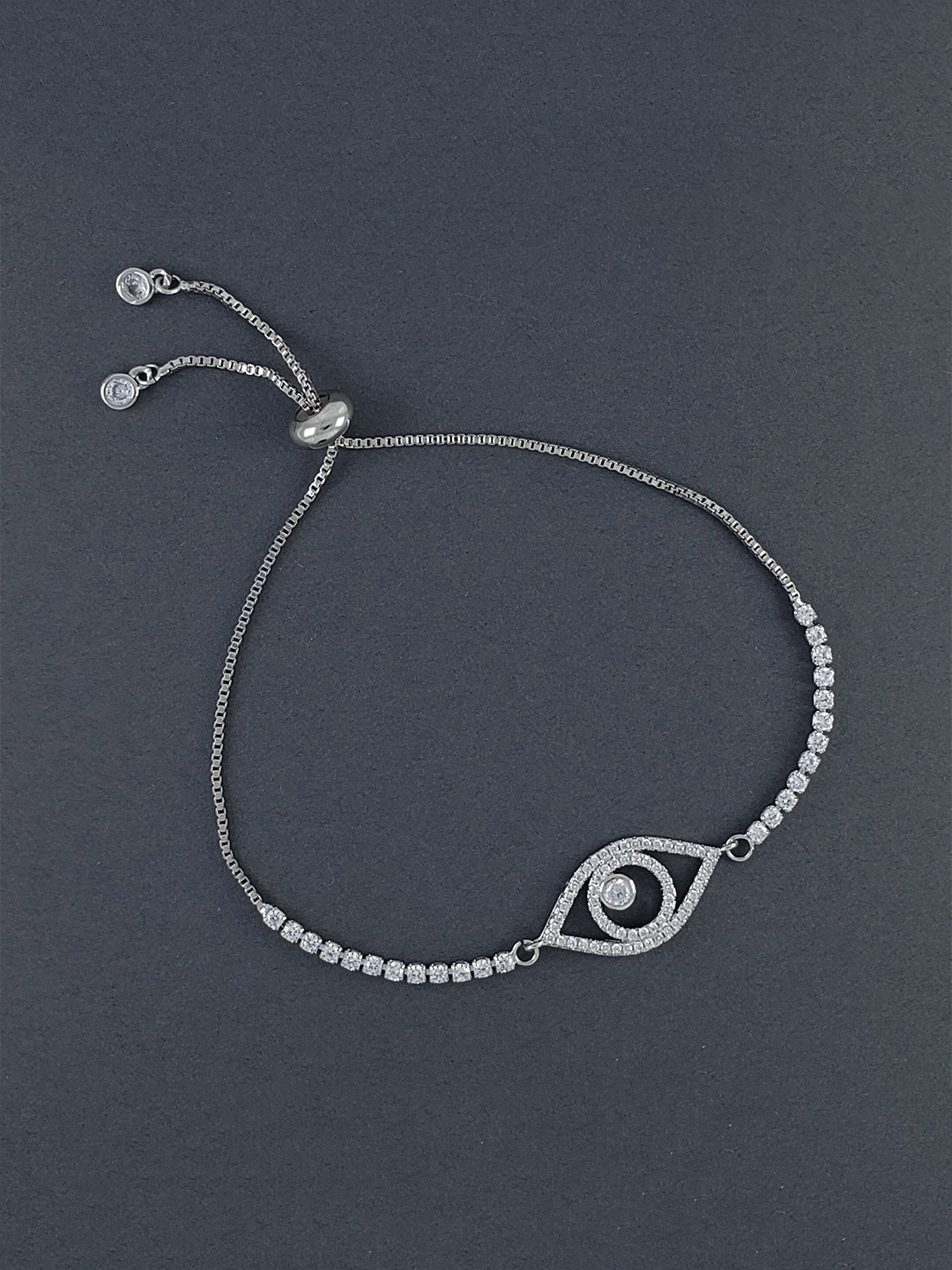 

ZIVOM Women Silver-Plated Brass Cubic Zirconia Antique Silver-Plated Link Bracelet