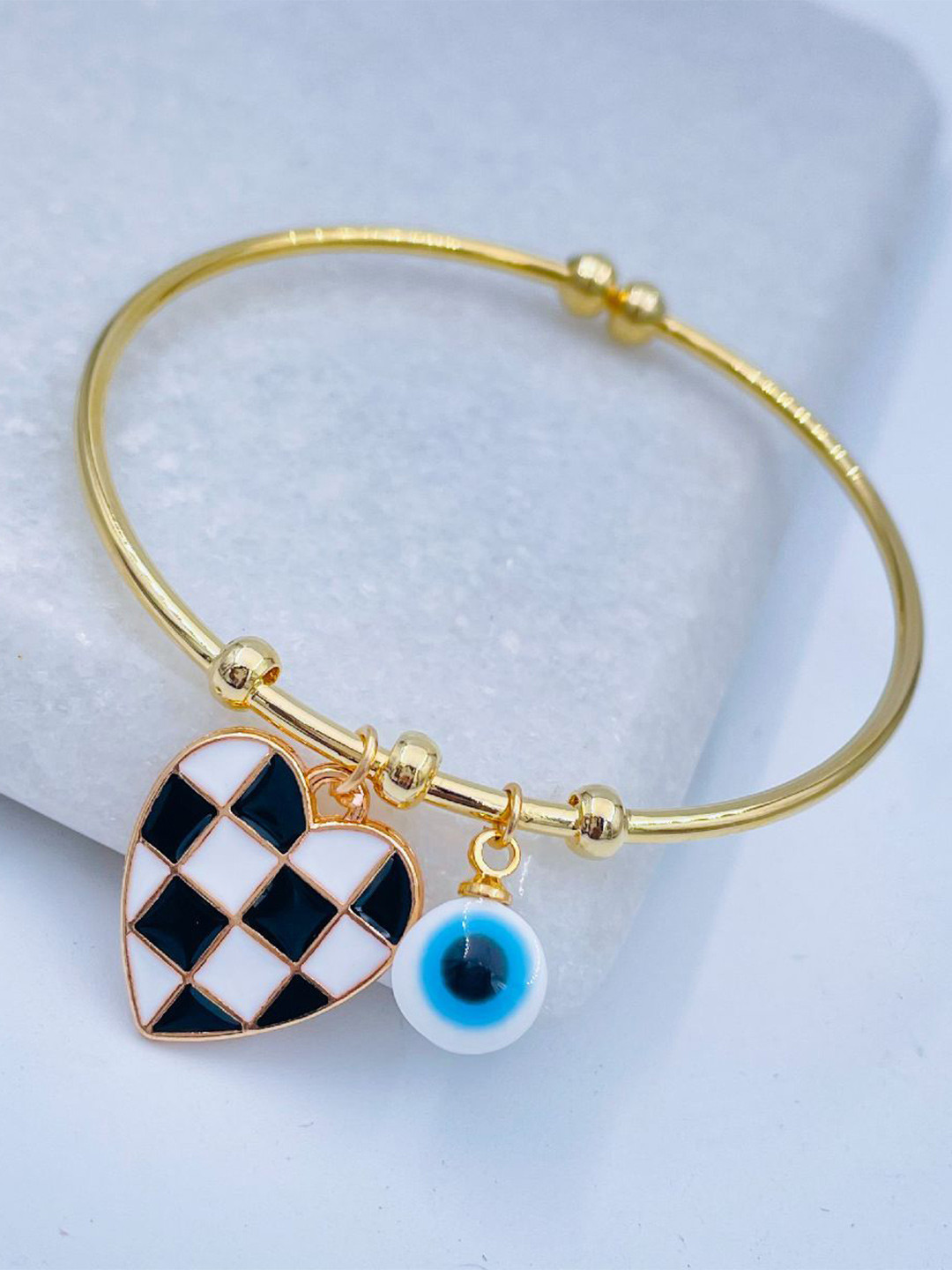 

ZIVOM Women Gold-Plated Brass Enamelled Kada Bracelet, Blue