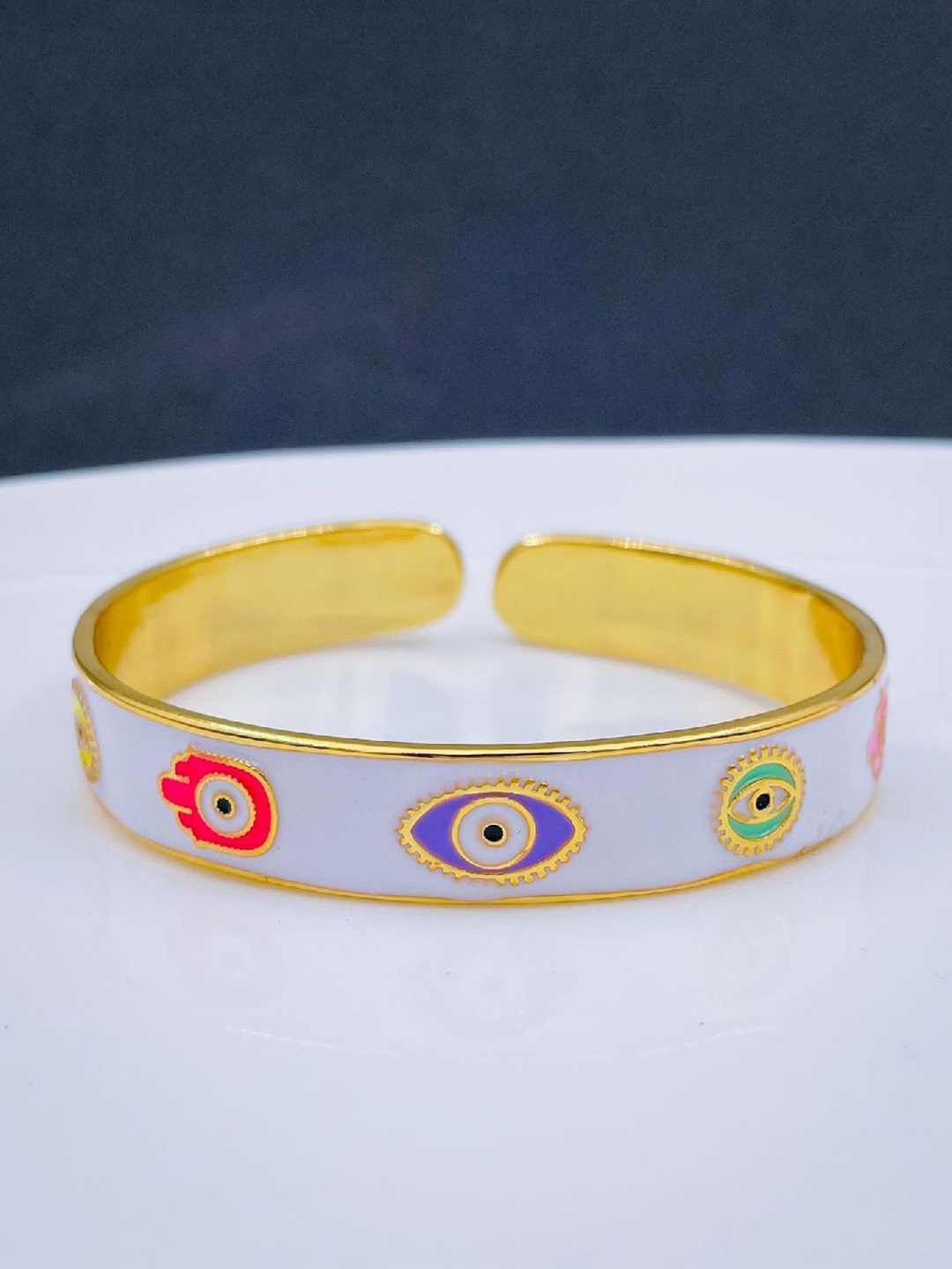

ZIVOM Women Gold-Plated Brass Enamelled Kada Bracelet