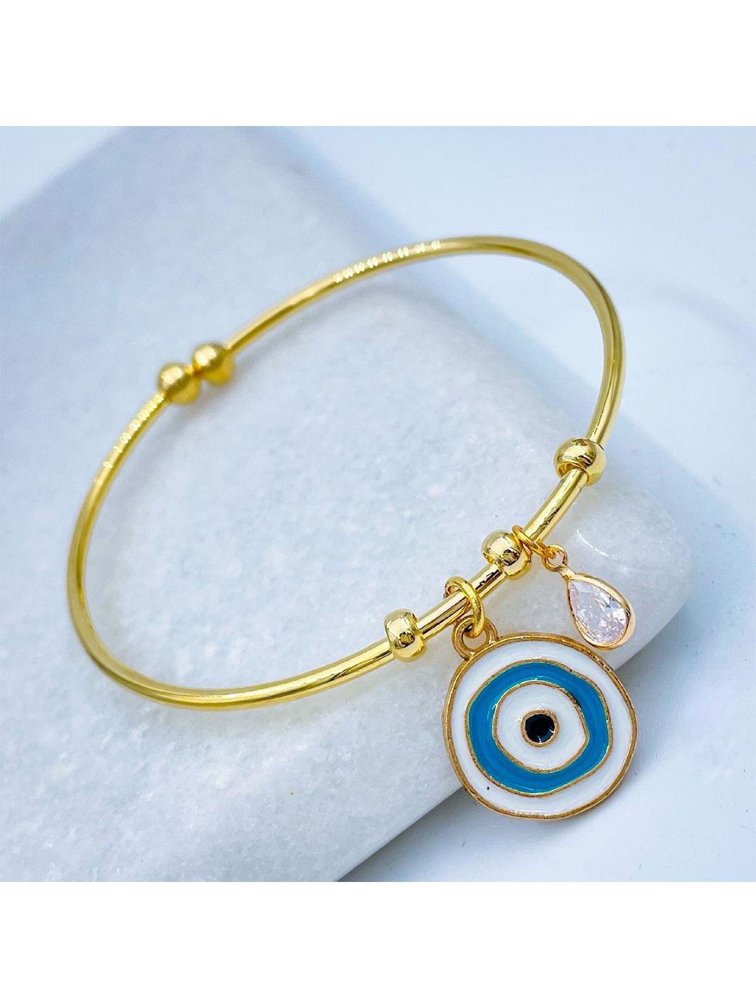 

ZIVOM Women Brass Crystals Antique Gold-Plated Kada Bracelet