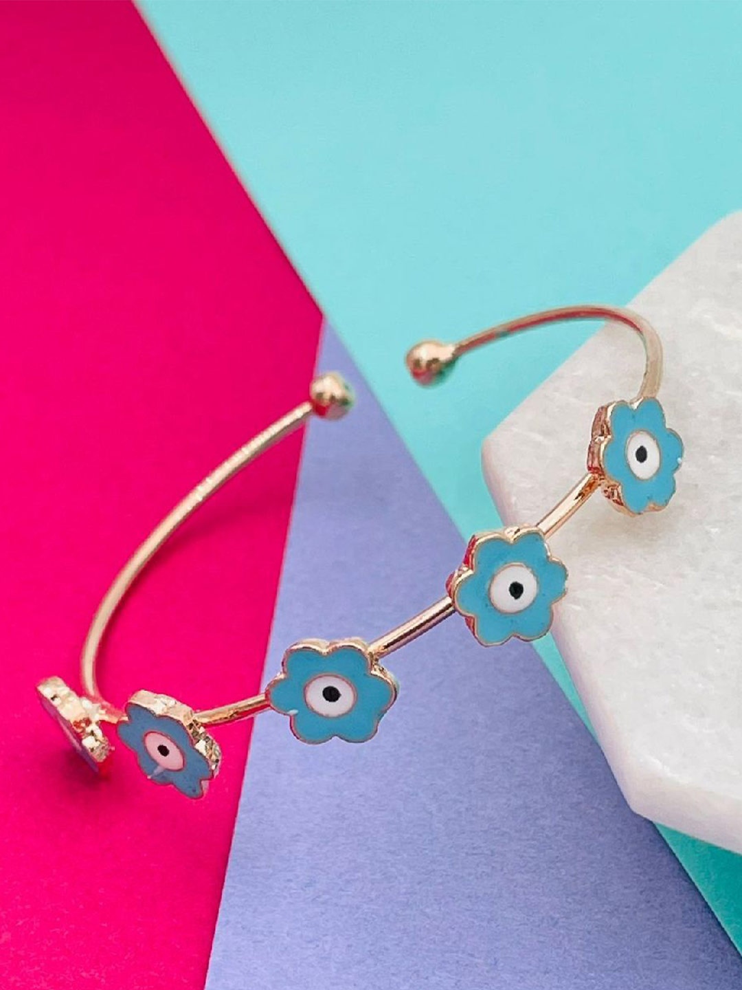 

ZIVOM Women Brass Enamelled Gold-Plated Kada Bracelet