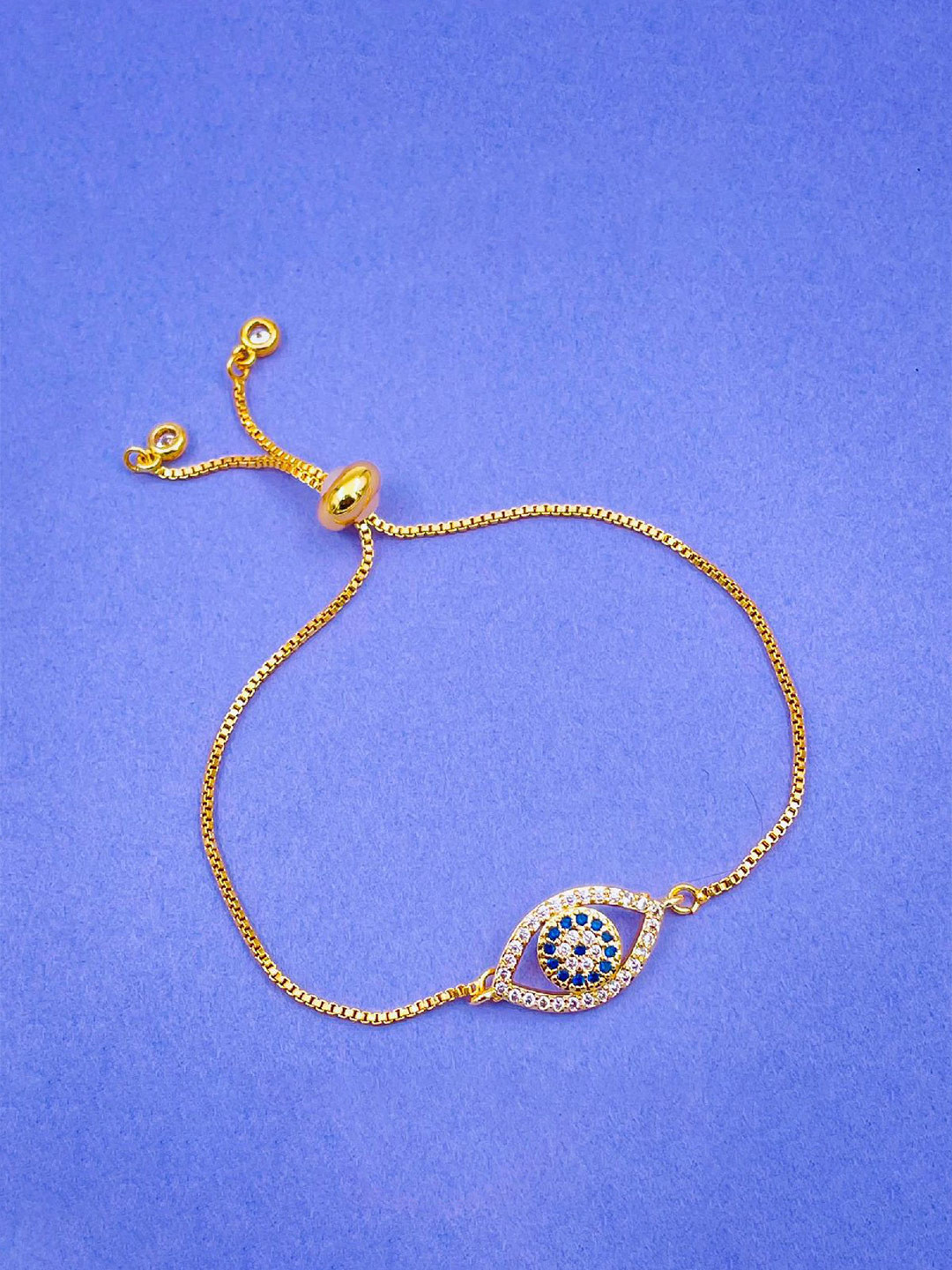 

ZIVOM Women Gold-Plated Brass Cubic Zirconia Link Bracelet, White