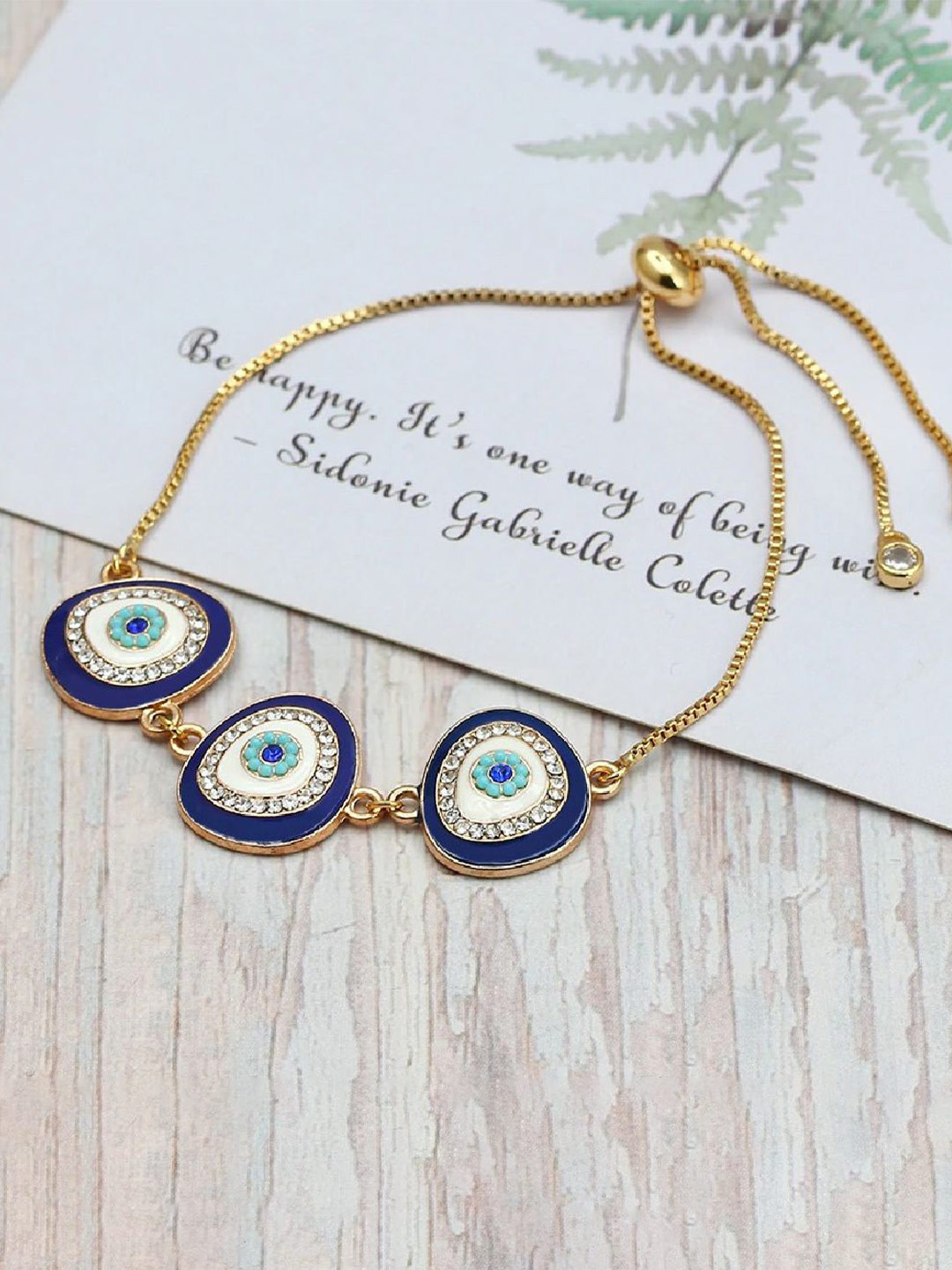 

ZIVOM Women Brass Cubic Zirconia Antique Gold-Plated Bracelet