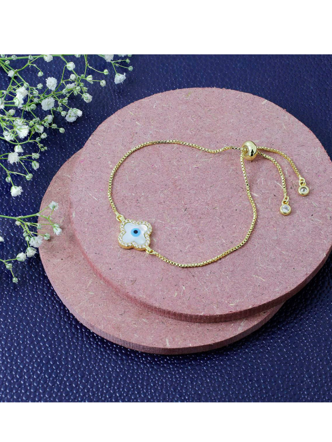 

ZIVOM Women Brass Enamelled Gold-Plated Link Bracelet