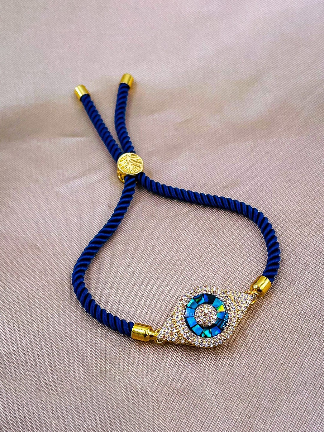 

ZIVOM Women Brass Cubic Zirconia Antique Gold-Plated Link Bracelet