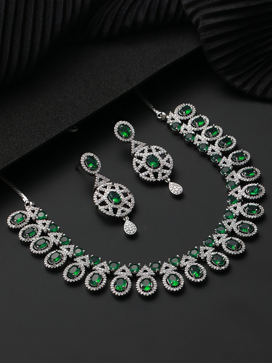 

Jazz and Sizzle Silver-Plated AD Studded Jewellery Set