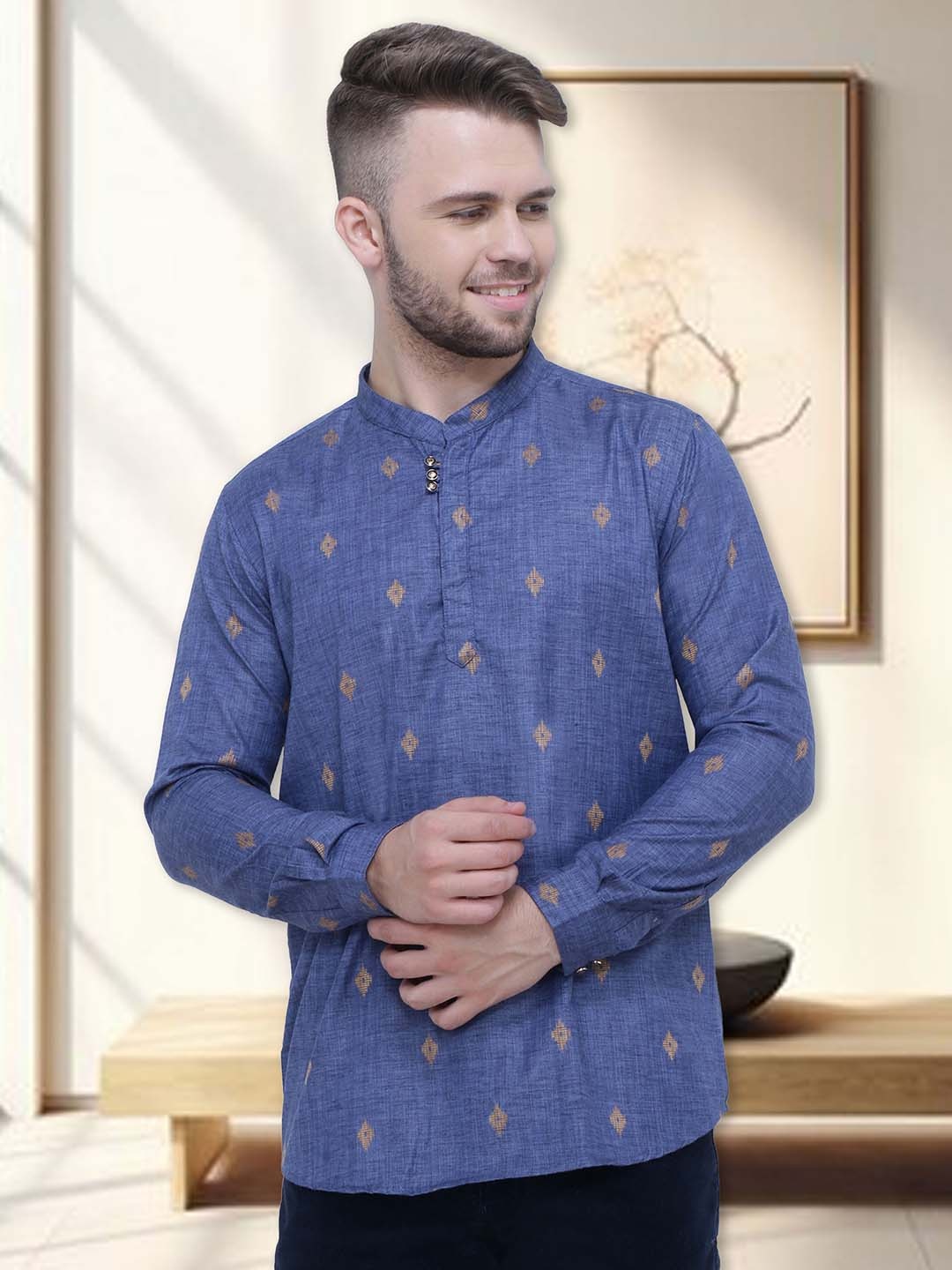 

Kuons Avenue Men Printed Casual Shirt, Navy blue