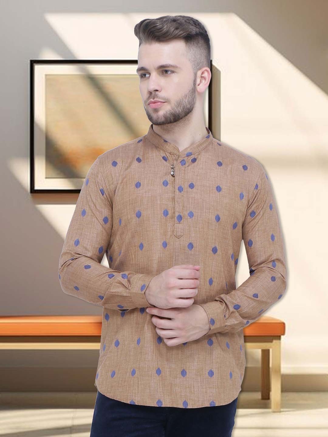 

Kuons Avenue Geometric Pastels Kurta, Beige
