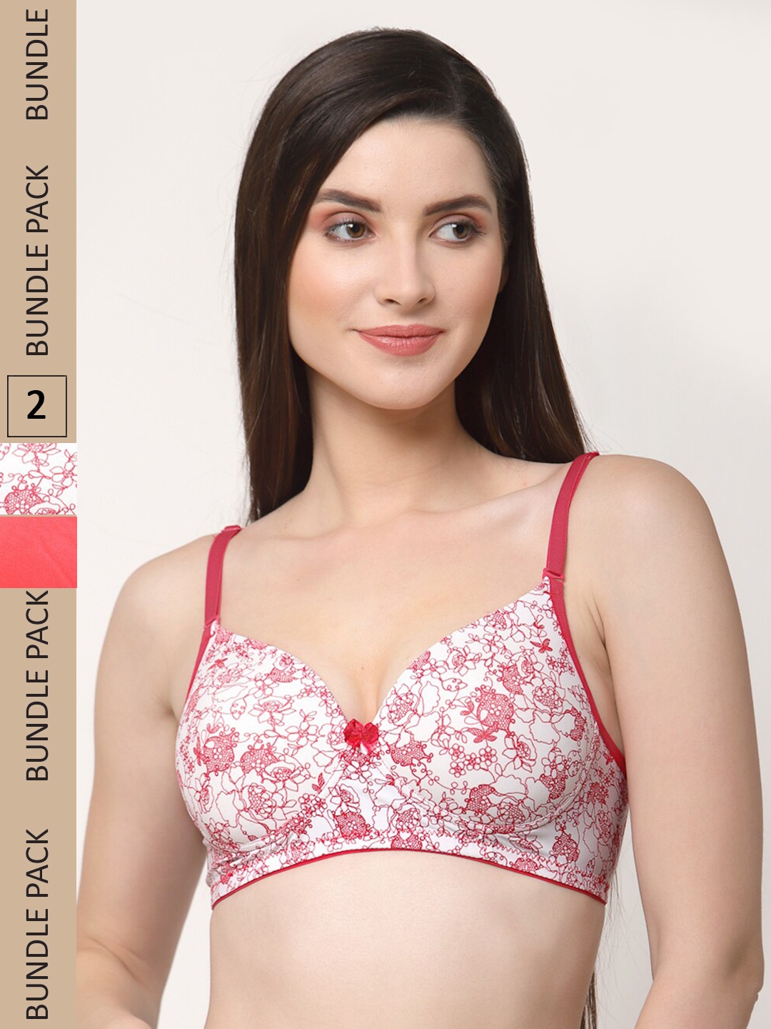 

Floret Pack of 2 Non-Wired Lightly Padded Push-Up Bra, White