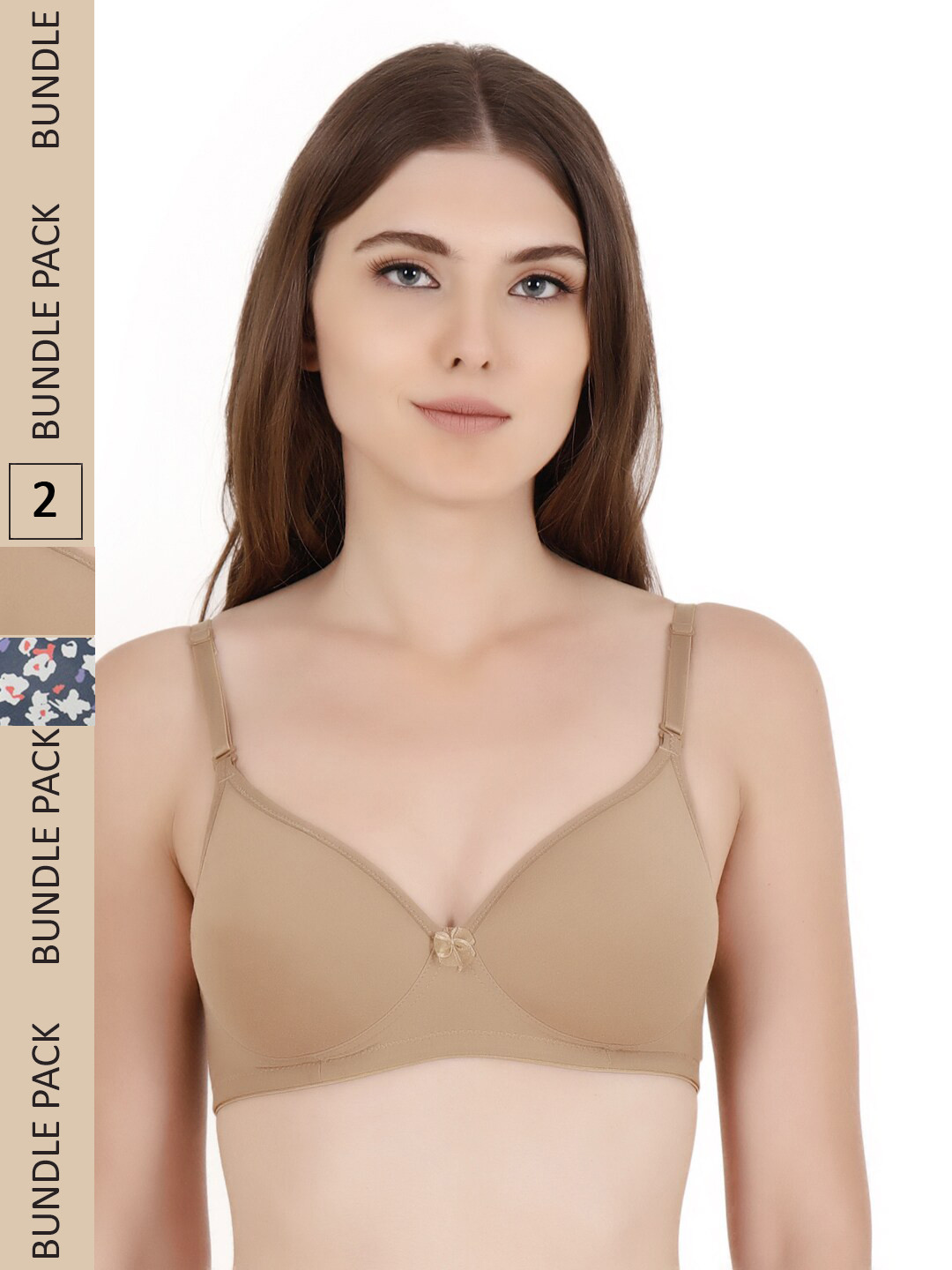 

Floret Pack of 2 Floral Lightly Padded Bra T1710_Nude-Floral Navy_32B