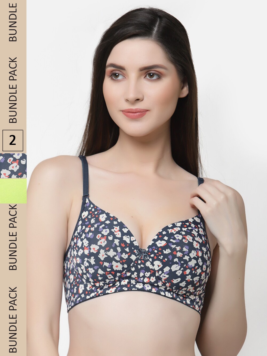 

Floret Pack of 2 Abstract Lightly Padded Bra, Navy blue