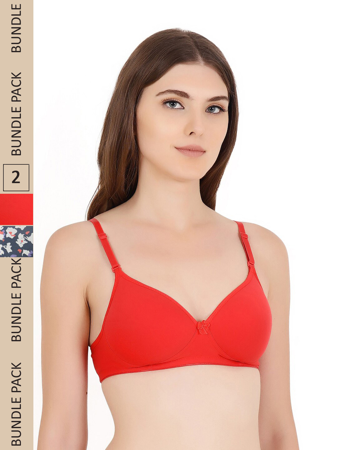 

Floret Pack of 2 Floral Lightly Padded Bra T1710_Red-Floral Navy_32B