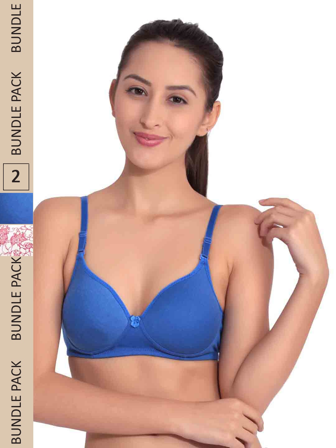 

Floret Pack of 2 Lightly Padded Seamless Bra T1710_Blue-Floral White_32B