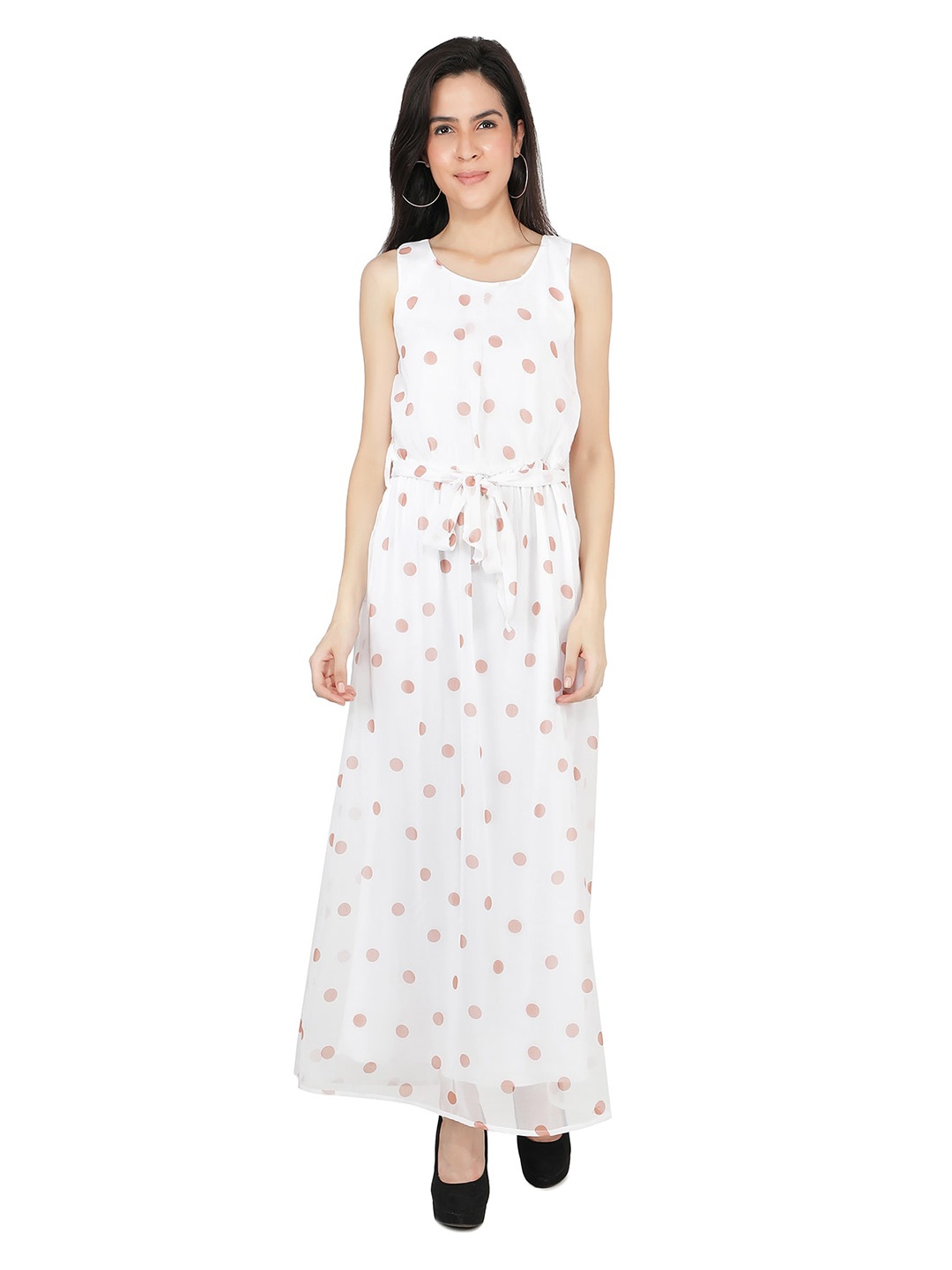 

TSM Polka Dots Printed Maxi Dress, White